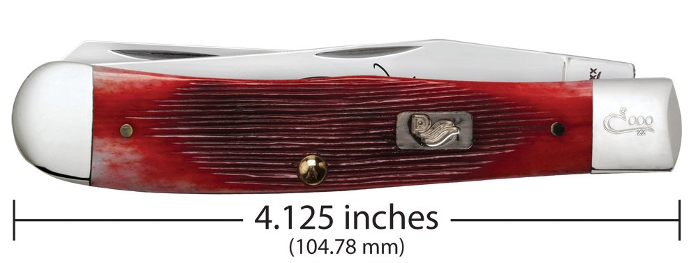 Premium John Wyne Trapper Pocket Knife Gift Set with Dark Red Case - Perfect for Camping, Hunting & Outdoor Adventures