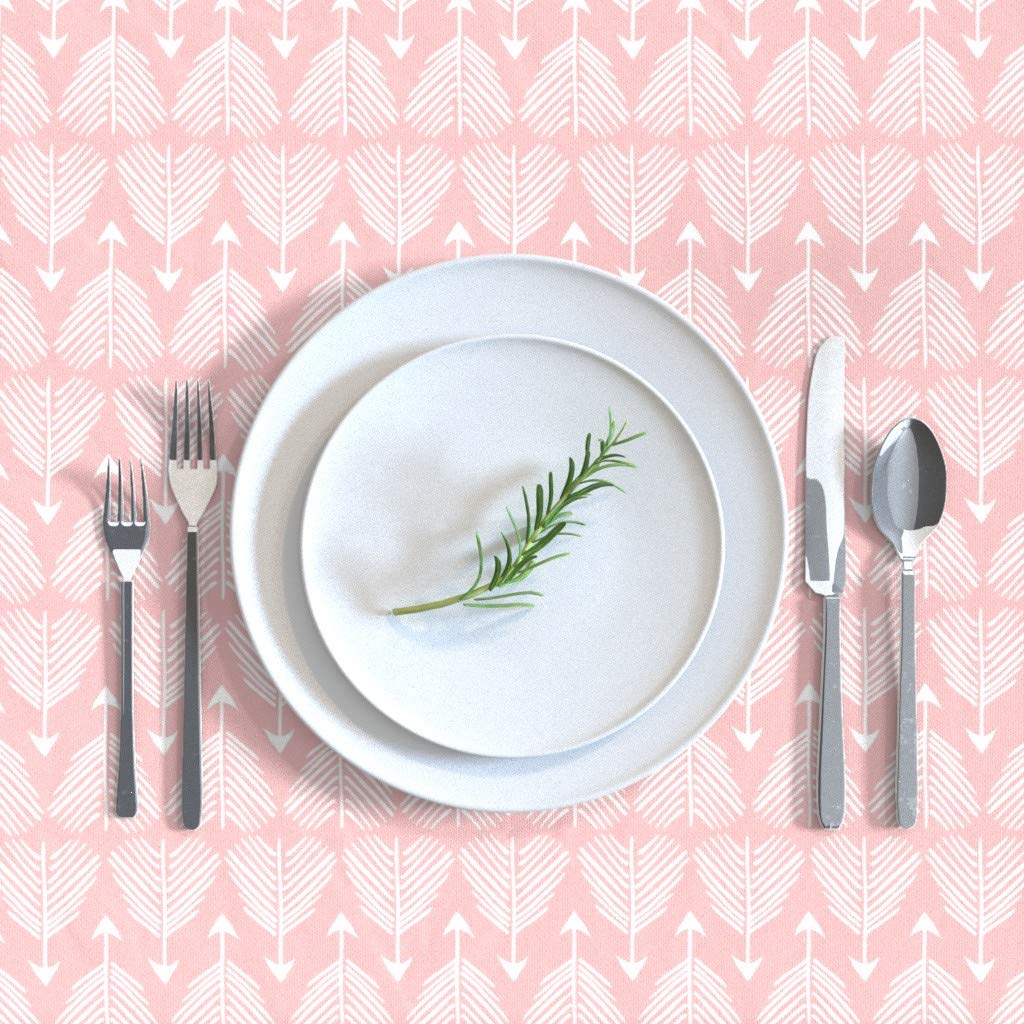 Premium Cotton Sateen Tablecloth 70x90 Inches - Bohemian Arrow Pink Chevron Print | Modern Boho Nursery & Dining Decor | Washable Table Linens for Weddings, Parties & Home Decor