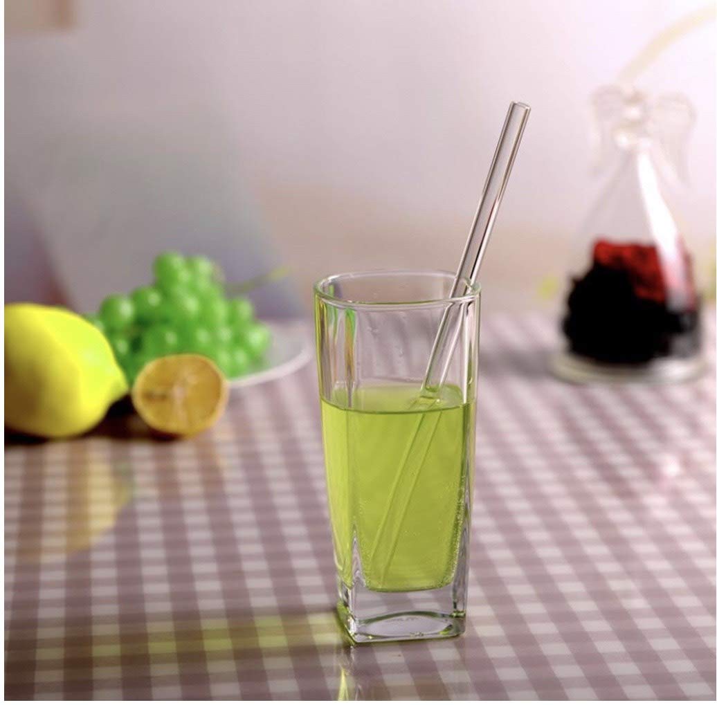Eco-Friendly Clear Glass Straws - Pack of 4, Reusable & Made in USA - Perfect for Smoothies, Cocktails, and Iced Beverages