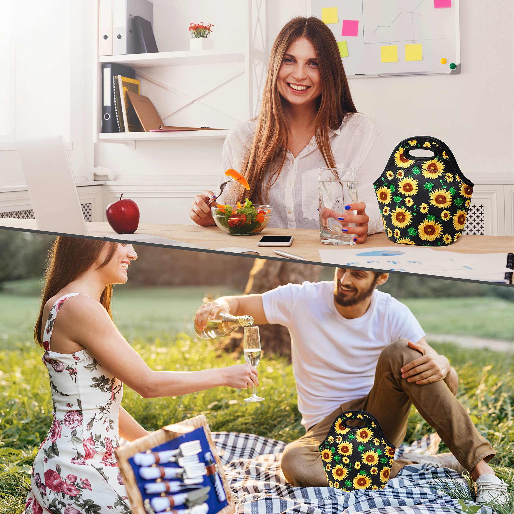 Insulated Neoprene Lunch Bag for Women & Men - Lightweight, Washable Lunch Tote for Work, School, Picnic & Meal Prep - BPA-Free Food Container Box | Perfect for Office, Travel & Outdoor Activities