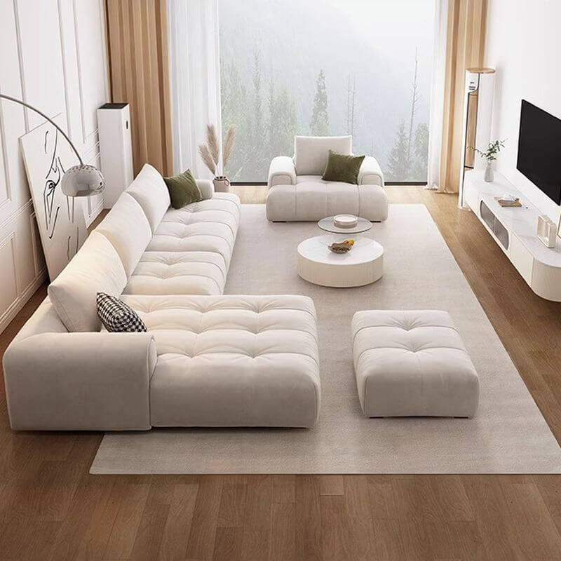 Modern L-Shaped Sectional Sofa with Chaise Lounge, Left-Facing Design, Natural Wood Legs & Hidden Support - Perfect for Living Room, Home Theater & Small Spaces