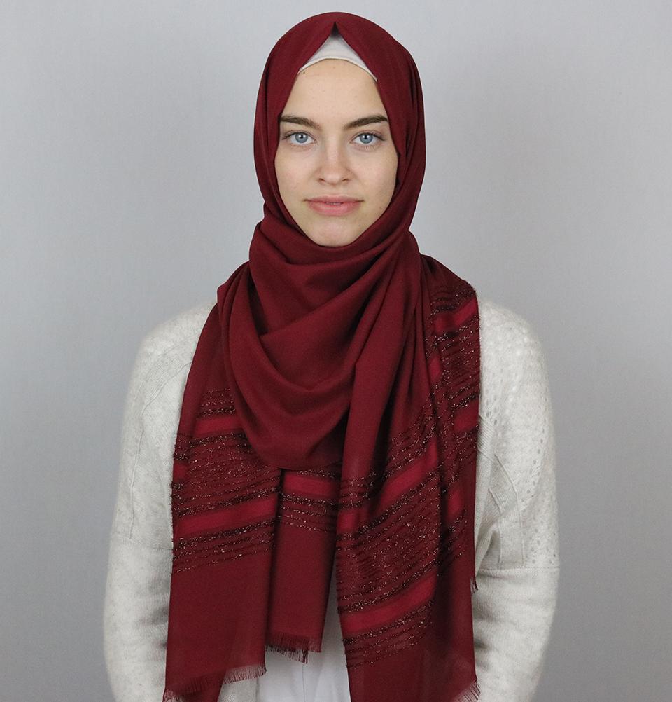 Aker Shimmer Chiffon Hijab Shawl - Lightweight Muslim Scarf for Women, Elegant Red Prayer Veil, Perfect for Daily Wear, Prayer, and Special Occasions