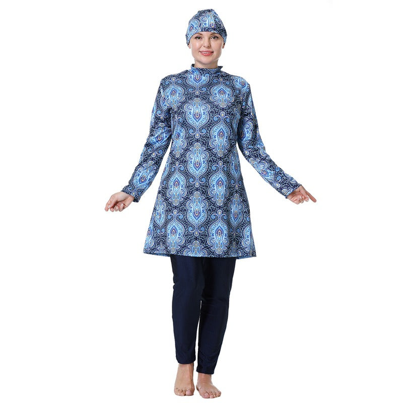 **3XL-8XL Printed Halal Arab Women's Swimwear - Modest Burkinis for Beach & Pool - Islamic Full Coverage Swimsuits**