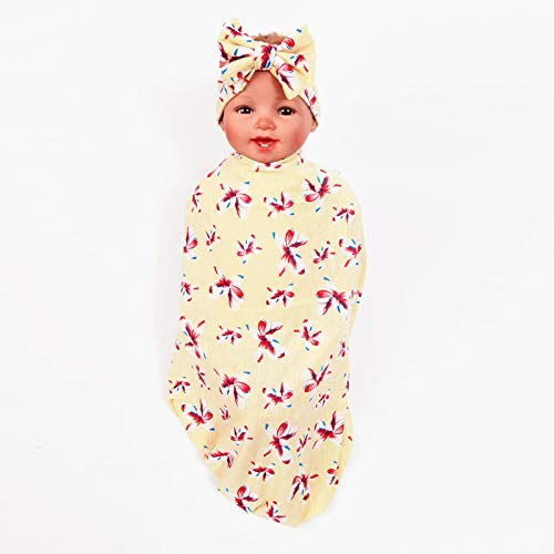 Soft Newborn Receiving Blanket & Headband Set - Unisex Baby Swaddle Wrap for Boys & Girls | Perfect Baby Shower Gift & Hospital Photo Prop