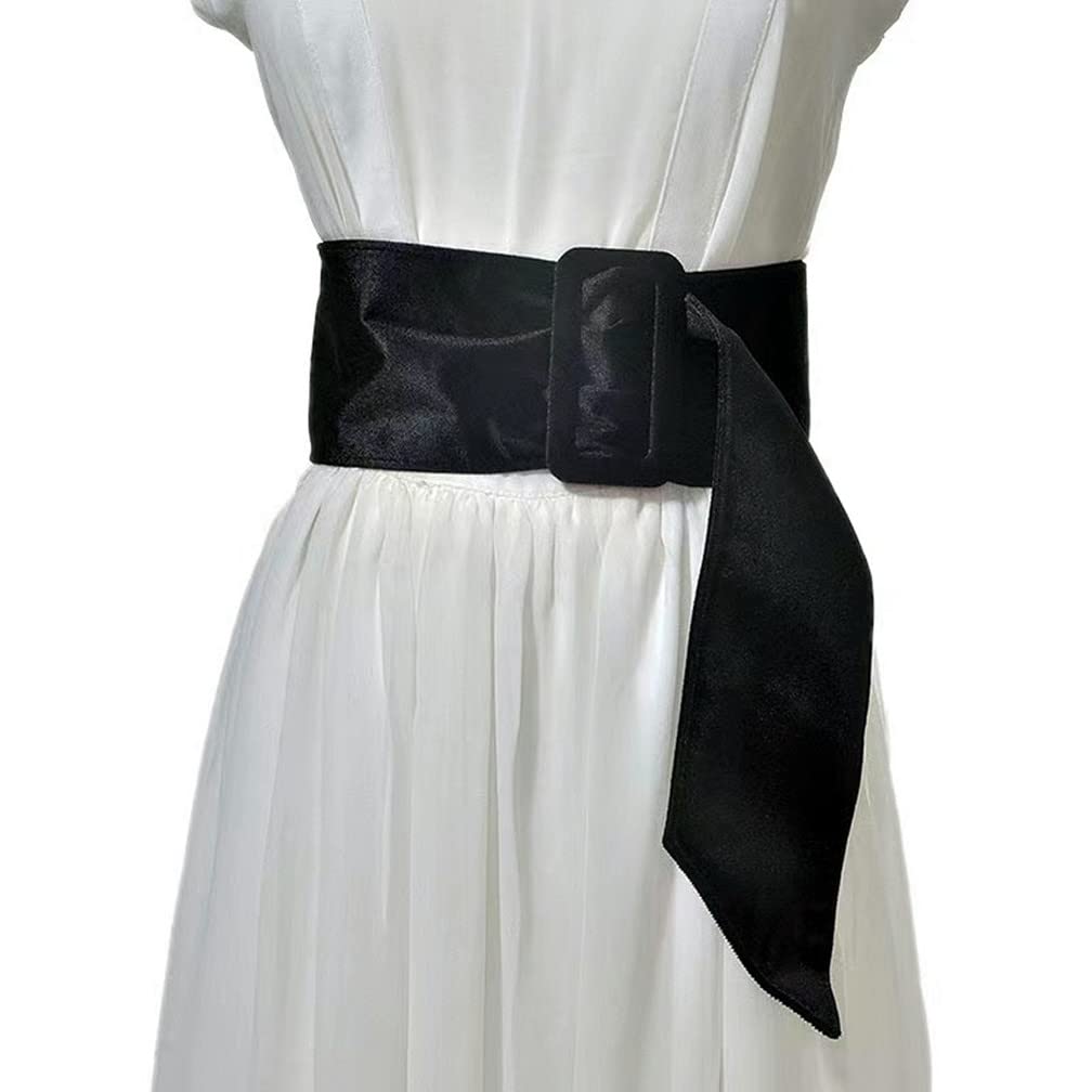 Elegant Velvet Waist Belt for Women with Rhinestone Circle Buckle - Adjustable Self-Tie Waistband for Dresses, Wedding, and Formal Occasions