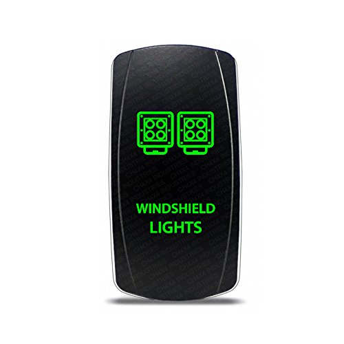 CH4x4 Green LED Rocker Switch for Windshield Lights - Durable Off-Road & Marine Use