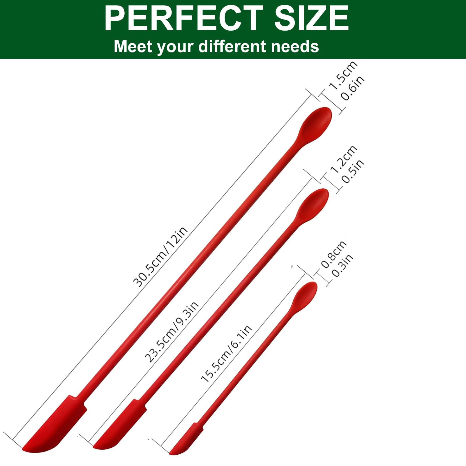 **Mini Silicone Spatula Set - 4 Pack Thin Makeup & Kitchen Scrapers for Jars, Bottles, Cosmetics - Perfect for Skinny Openings & Tight Spaces (Red, 3 Pack) - Ideal for Makeup Removal, Cooking & DIY Beauty**