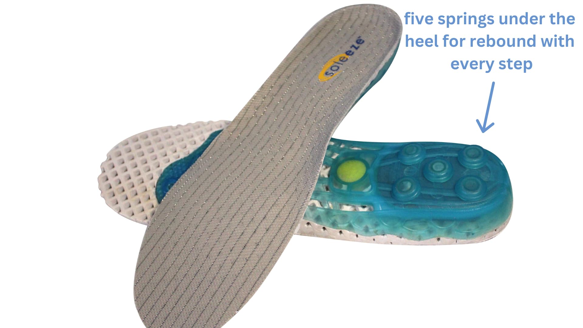Spring Loaded Shoe Insoles for Men & Women - Shock Absorbing Orthotic Inserts - X-Large Size - Perfect for Running, Walking & Standing All Day (Soleeze)
