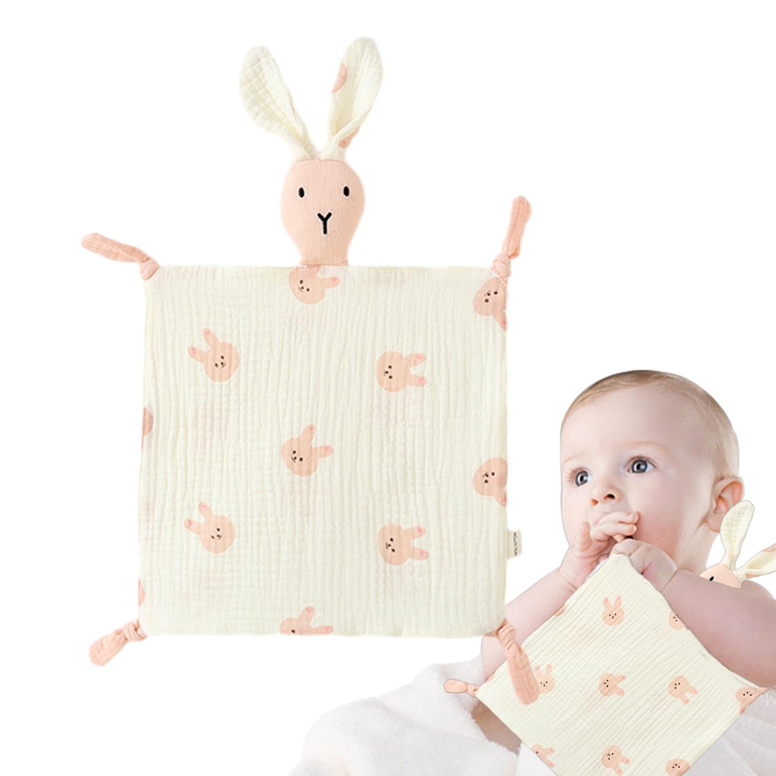 Soft Breathable Rabbit Security Kids Comforter Towel - Cotton Soothing Blanket for Boys & Girls - Perfect for Bedtime, Travel & Daycare Comfort
