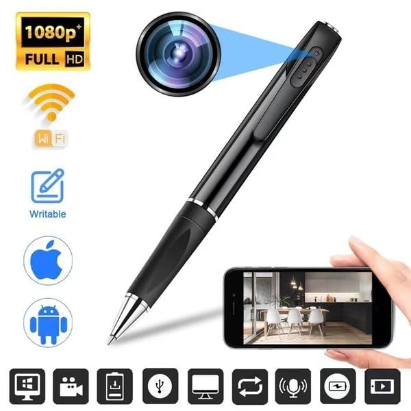 WiFi Spy Pen Camera - Full HD 1080P Video Recording with P2P Connectivity & Audio - Discreet Hidden Camera for Home Security, Office Monitoring, and Secret Investigations