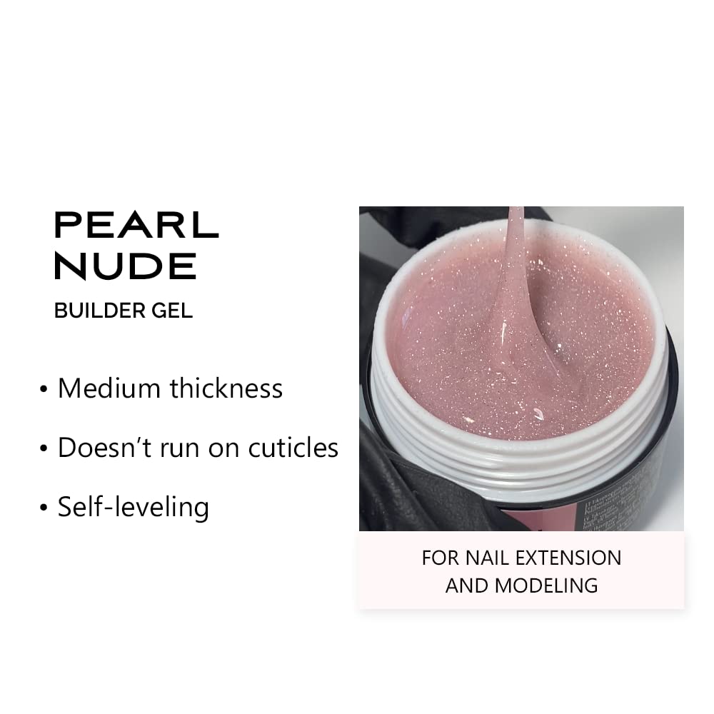 Sincero Salon Pearl Nude Builder Gel for Nail Extensions - 15ml Hard Gel Nail Strengthener & Repair Gel for Weak Nails - LED/UV Curable Builder Gel with Nail Forms - Perfect for Salon Professionals & DIY Manicures at Home