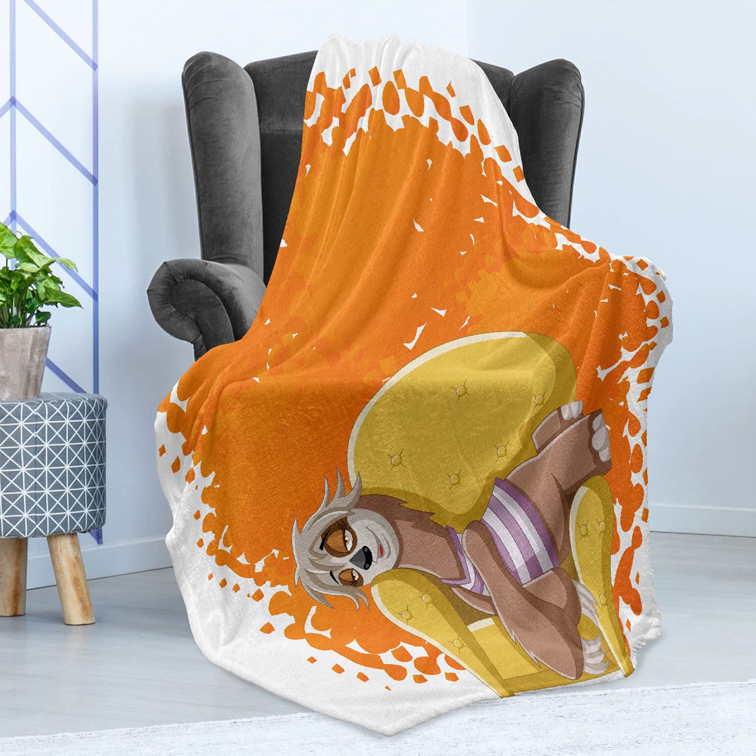 Ambesonne Sloth Fleece Throw Blanket - 60