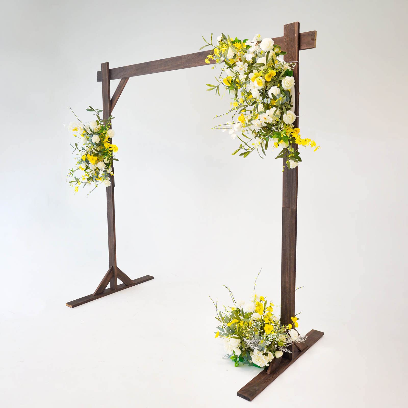 7FT Rustic Rectangle Wooden Backdrop Stand - Wedding Arch for Ceremony, Photo Booth, Party Decor - Brown Wood Background for Indoor/Outdoor Events