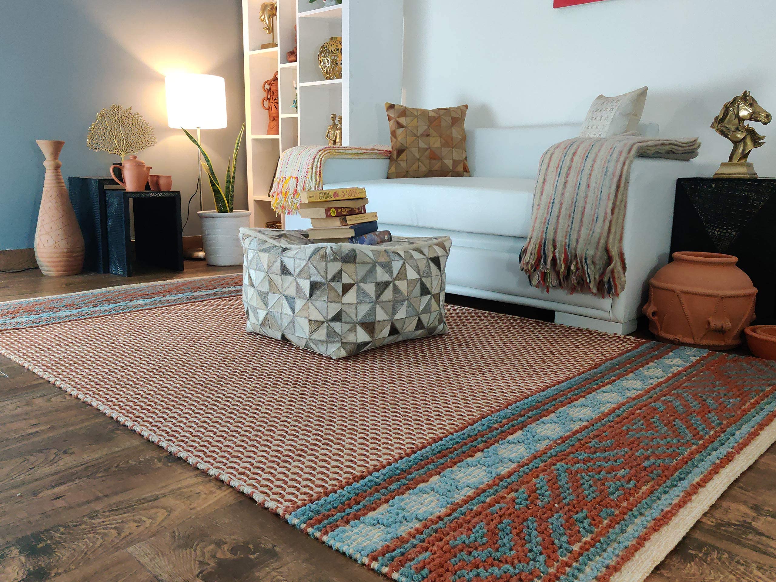 Loominaire Handmade Terra Wool & Jute Natural Fiber Rug - Easy Maintenance 5' x 8' Area Carpet for Living Room, Bedroom & Family Room | Eco-Friendly Floor Decor for Cozy Home Interiors