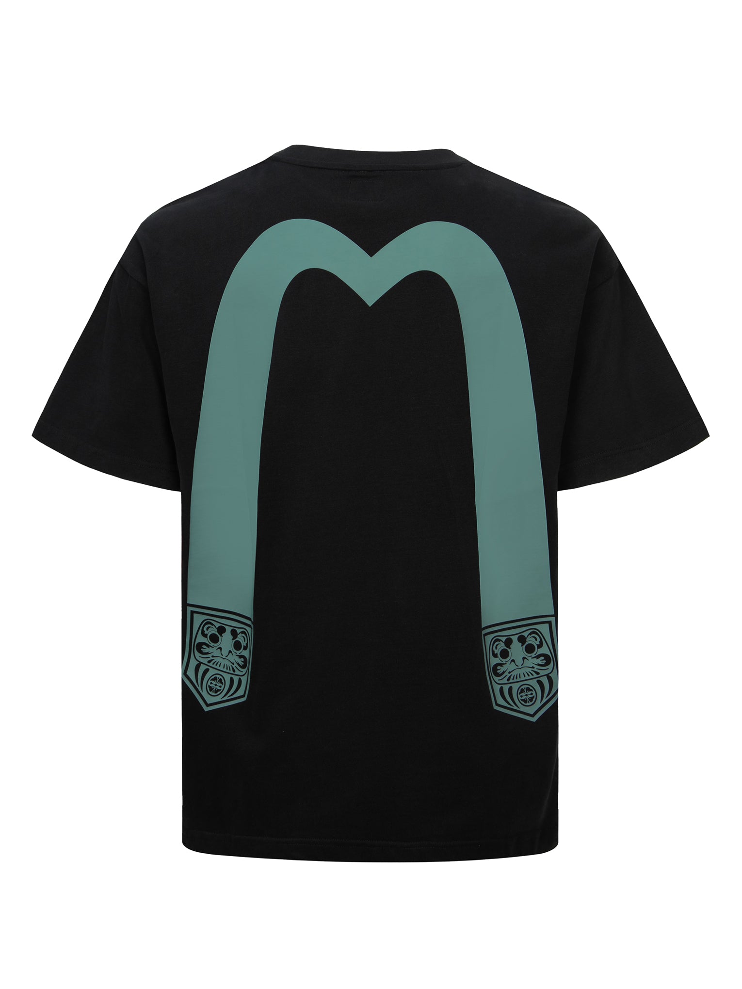 Daruma Daikoku Print Relaxed Fit Pocket T-Shirt - Casual Comfort Wear for Everyday Outings & Street Style