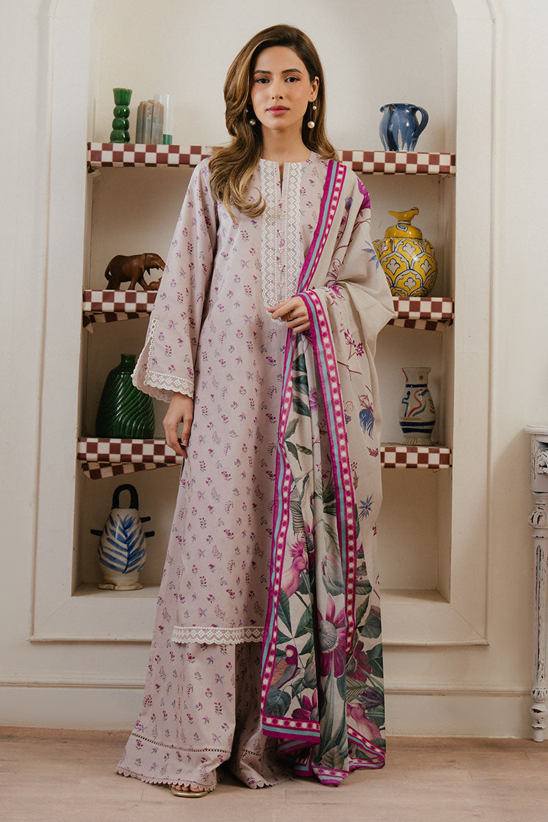 LILAC HORIZON 3-Piece Printed Lawn Suit for Women - Floral Summer Outfit for Casual Wear, Parties & Weddings