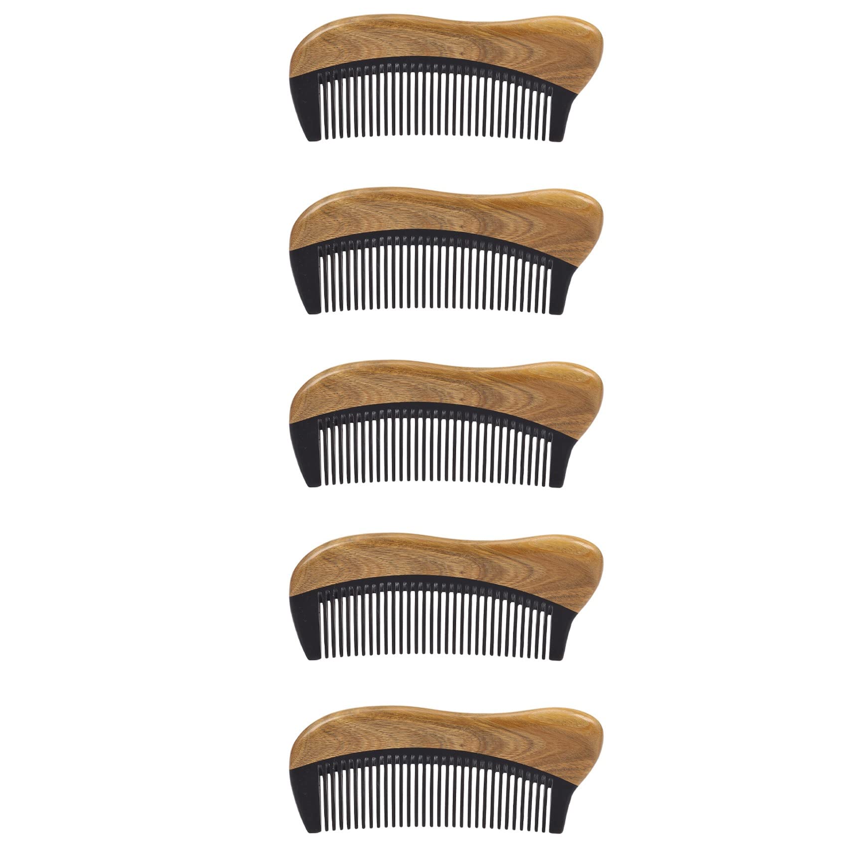 Censous 5X Natural Green Sandalwood Hair Comb - Anti-Static Wooden Fine Tooth Comb for Smooth Detangling & Scalp Massage (Black Horn, Green Sandalwood) - Perfect for Daily Hair Care, Styling & Relaxation