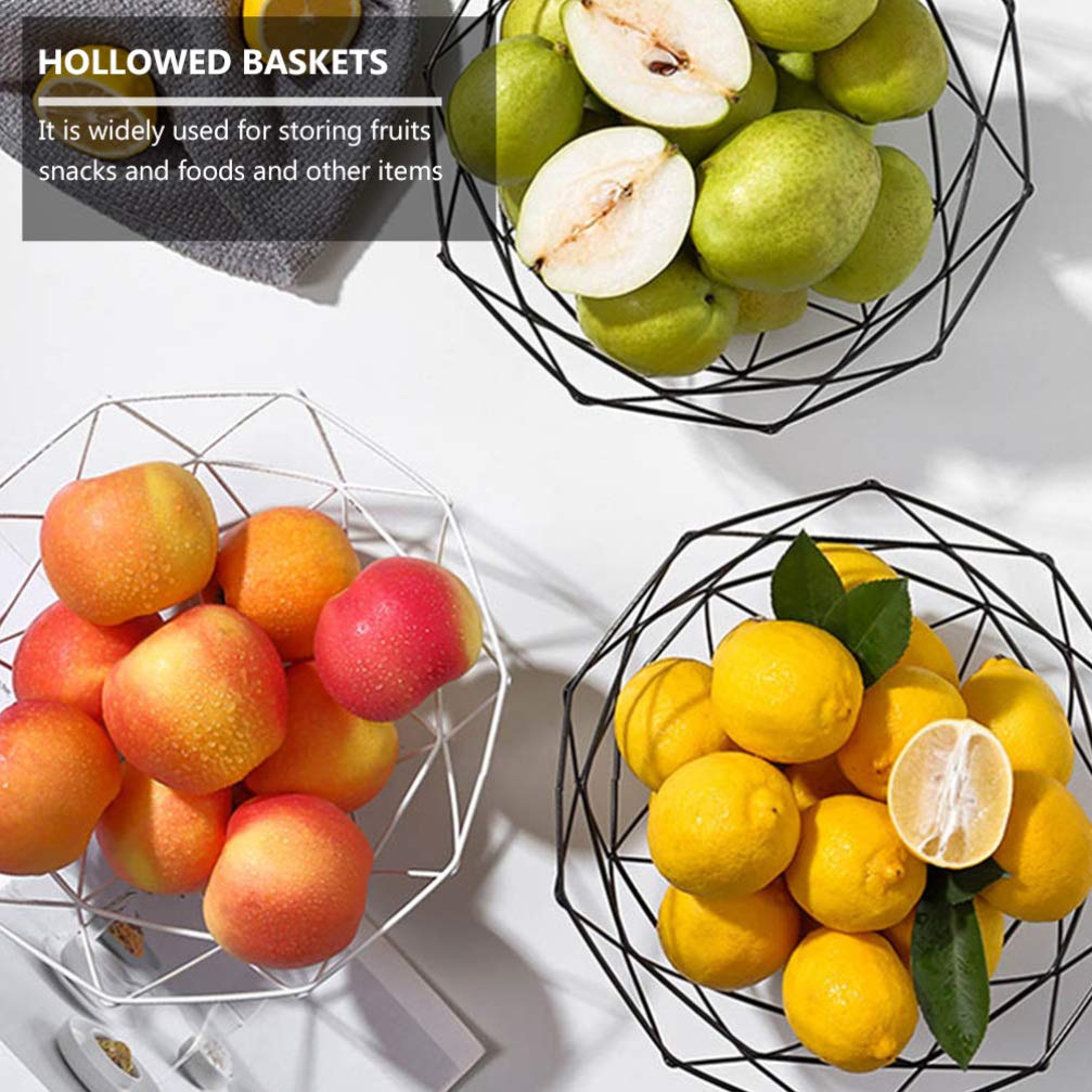 DOITOOL 2-Piece Set Iron Fruit Basket with Hollow Design - Snack Storage Tray for Kitchen Countertop, Dining Table, and Party Serving | Rustic Home Decor Organizer