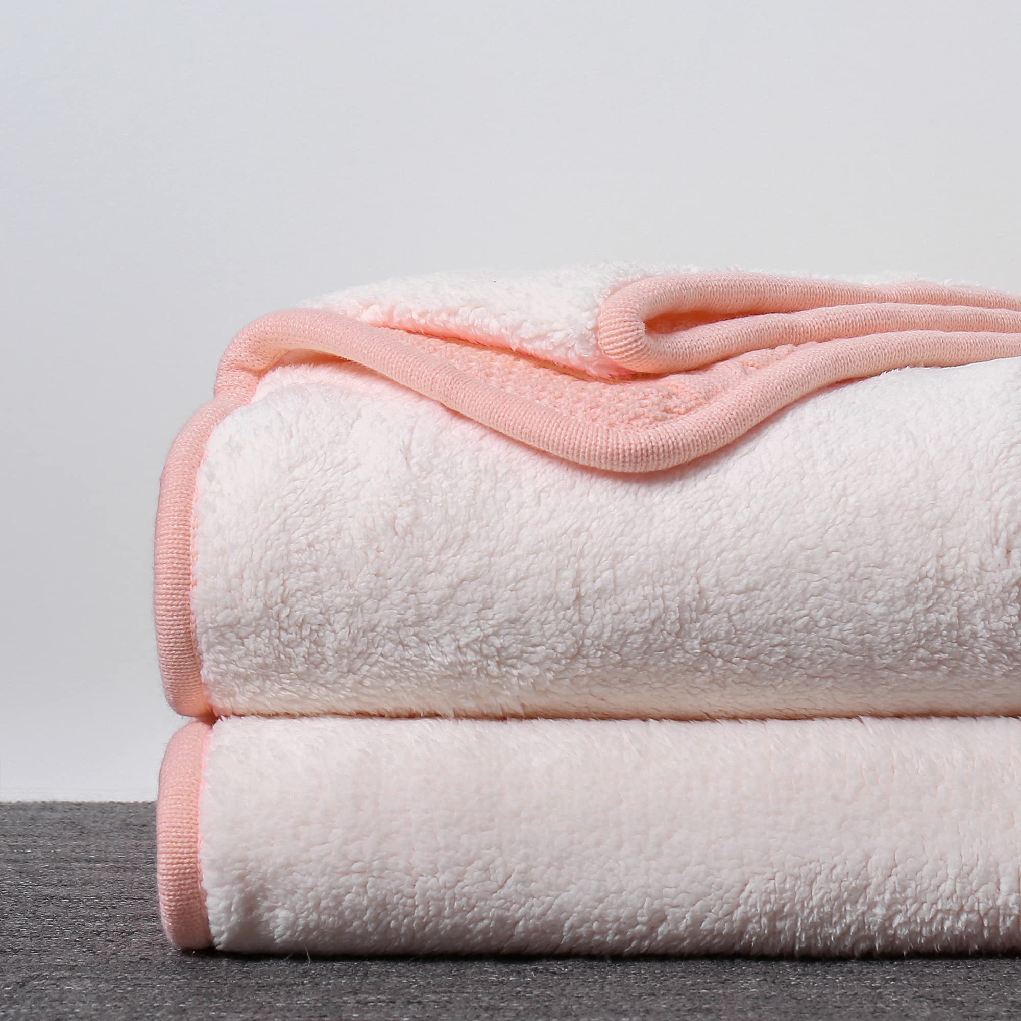 Longhui Pink Acrylic Cable Knit Sherpa Throw Blanket - Ultra Soft & Cozy Fleece Blanket for Couch, Sofa, Bed - 50