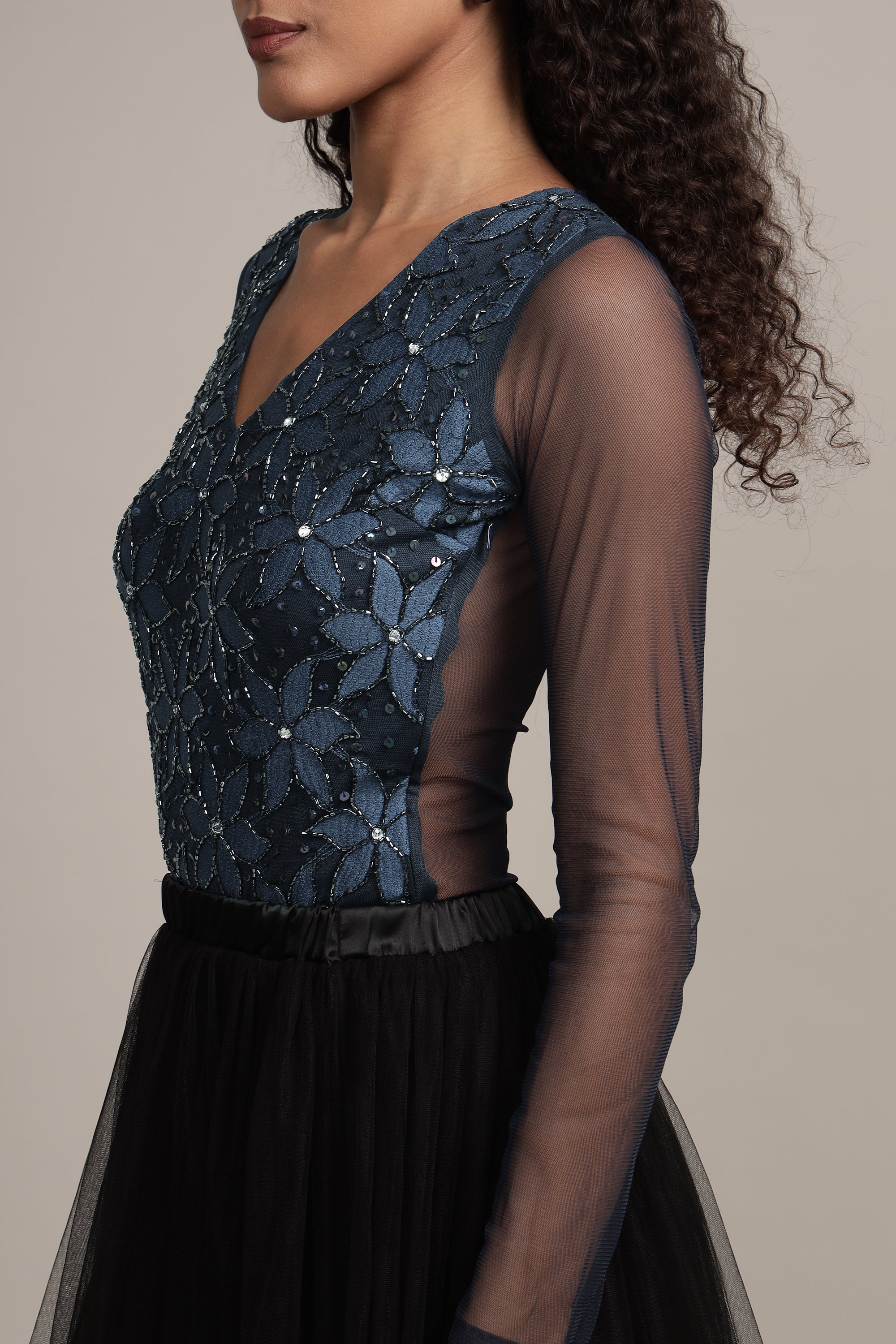 Rana Beaded Bodysuit for Women - Elegant Sequin Embellished Stretchable Jumpsuit for Party, Night Out, and Special Occasions