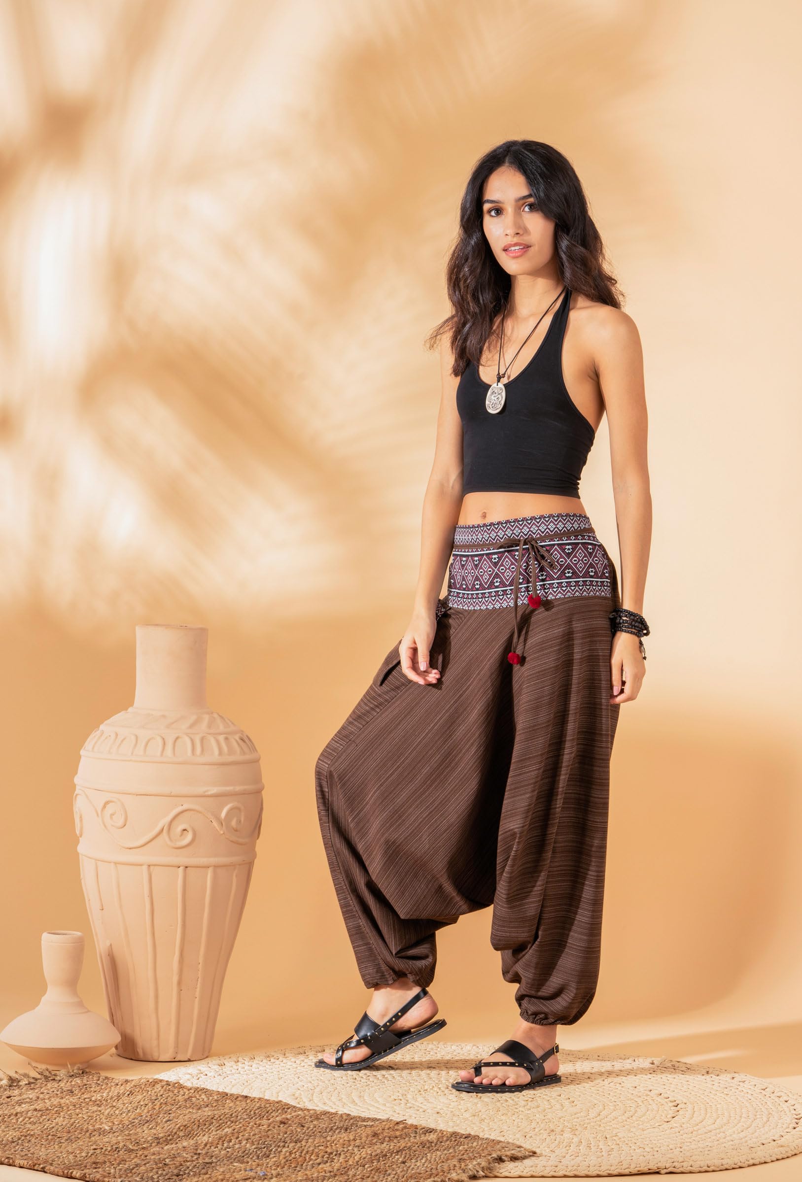 Women's Rave Palazzo Pants - Comfy Dance Yoga Lounge Pants with Boho Style for Festival, Yoga, Meditation & Home Wear