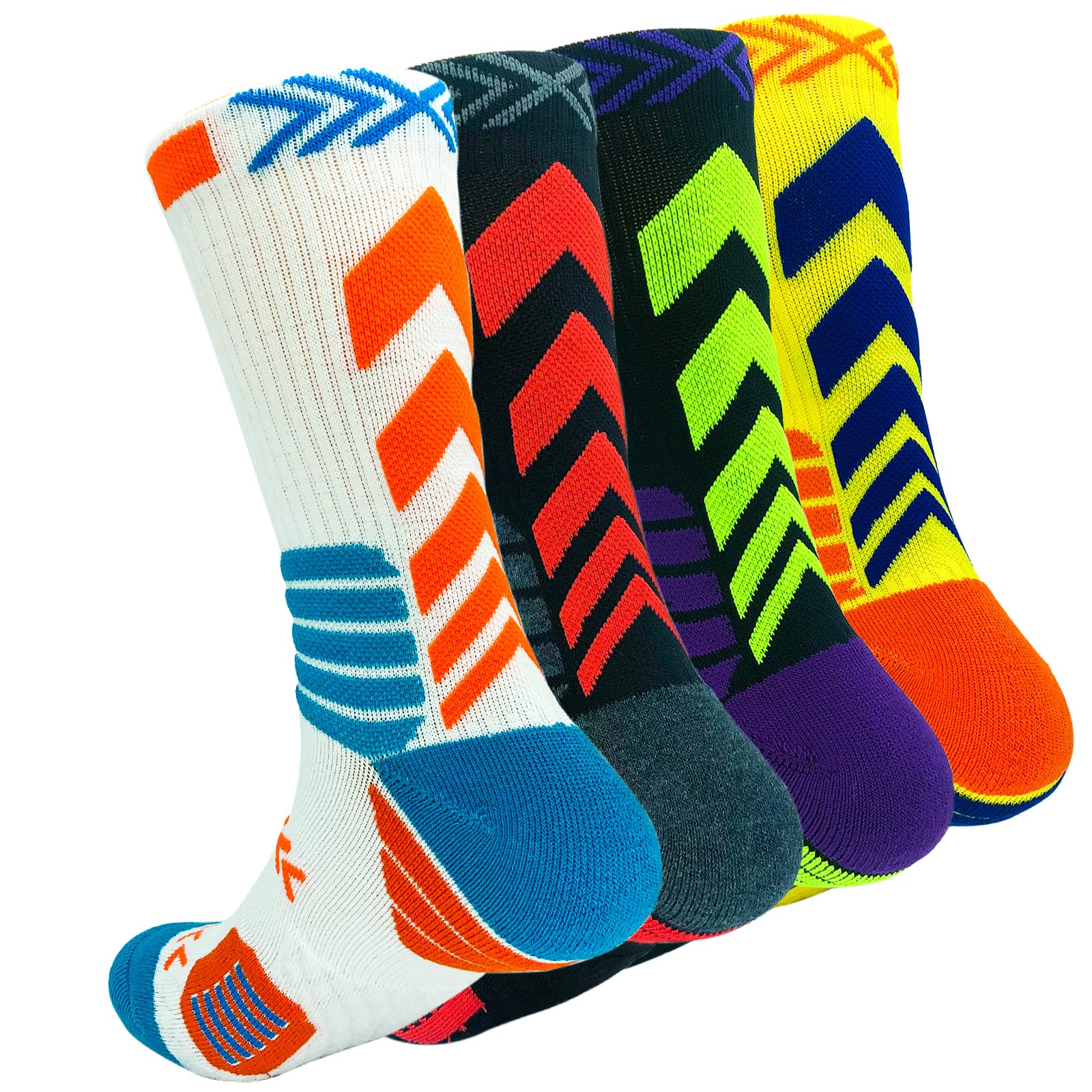 Best Basketball & Running Socks for Men & Women - 4 Pack Thick Compression Athletic Crew Socks - Perfect for Outdoor Sports, Gym Workouts & Daily Comfort
