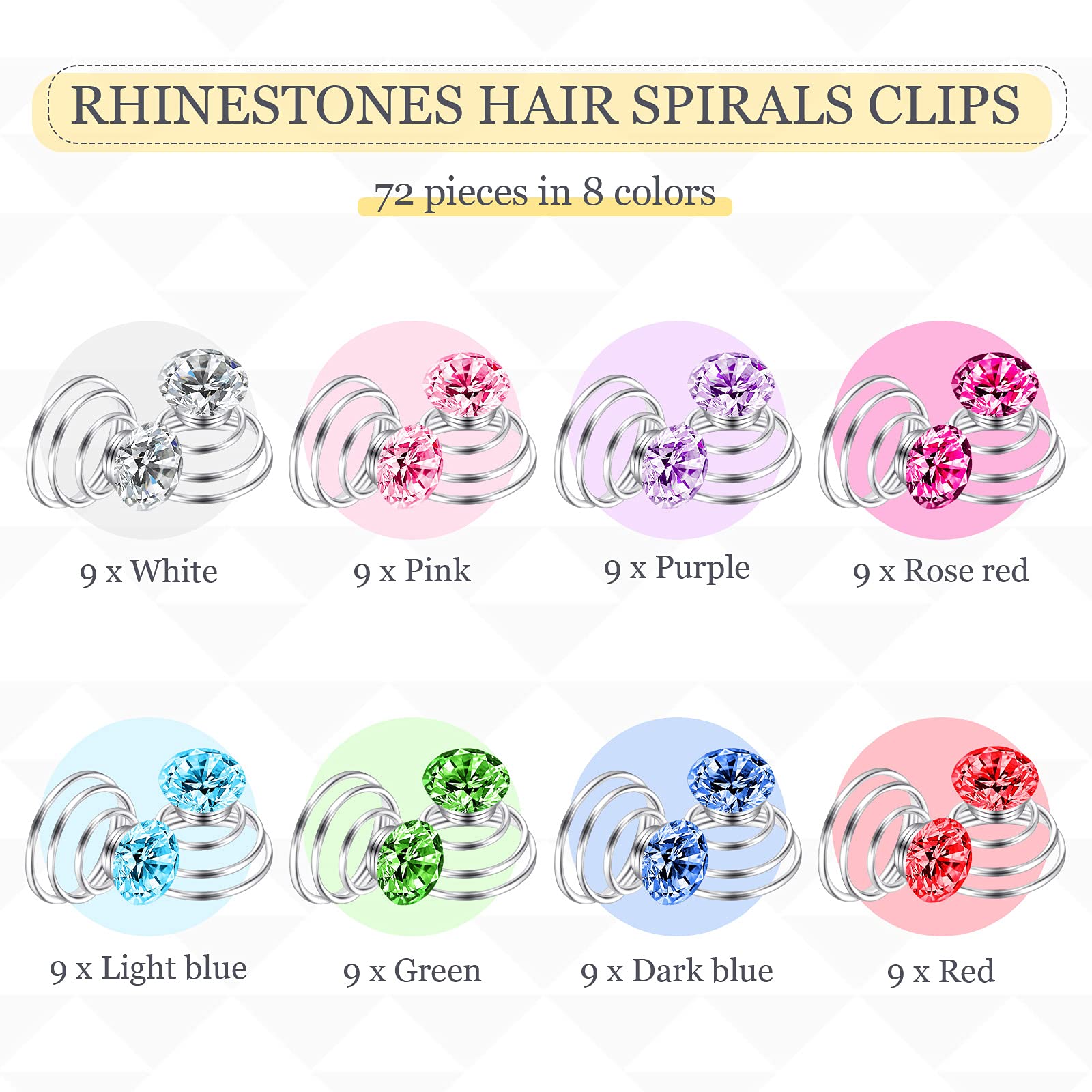 72PCS Crystal Rhinestone Spiral Hair Pins - Shiny Metal Swirl Hair Clips for Women, Bridal Wedding, Prom Party & Special Occasions | Elegant Hair Accessories for Bridesmaids, Dances & Formal Events