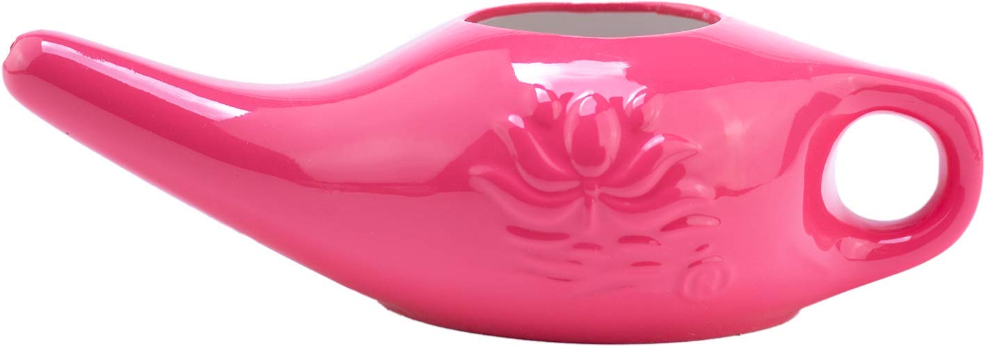 Himalayan Institute Ceramic Neti Pot for Nasal Irrigation - Pink | Natural Sinus Relief & Allergy Care | Perfect for Yoga, Meditation & Daily Wellness Routine