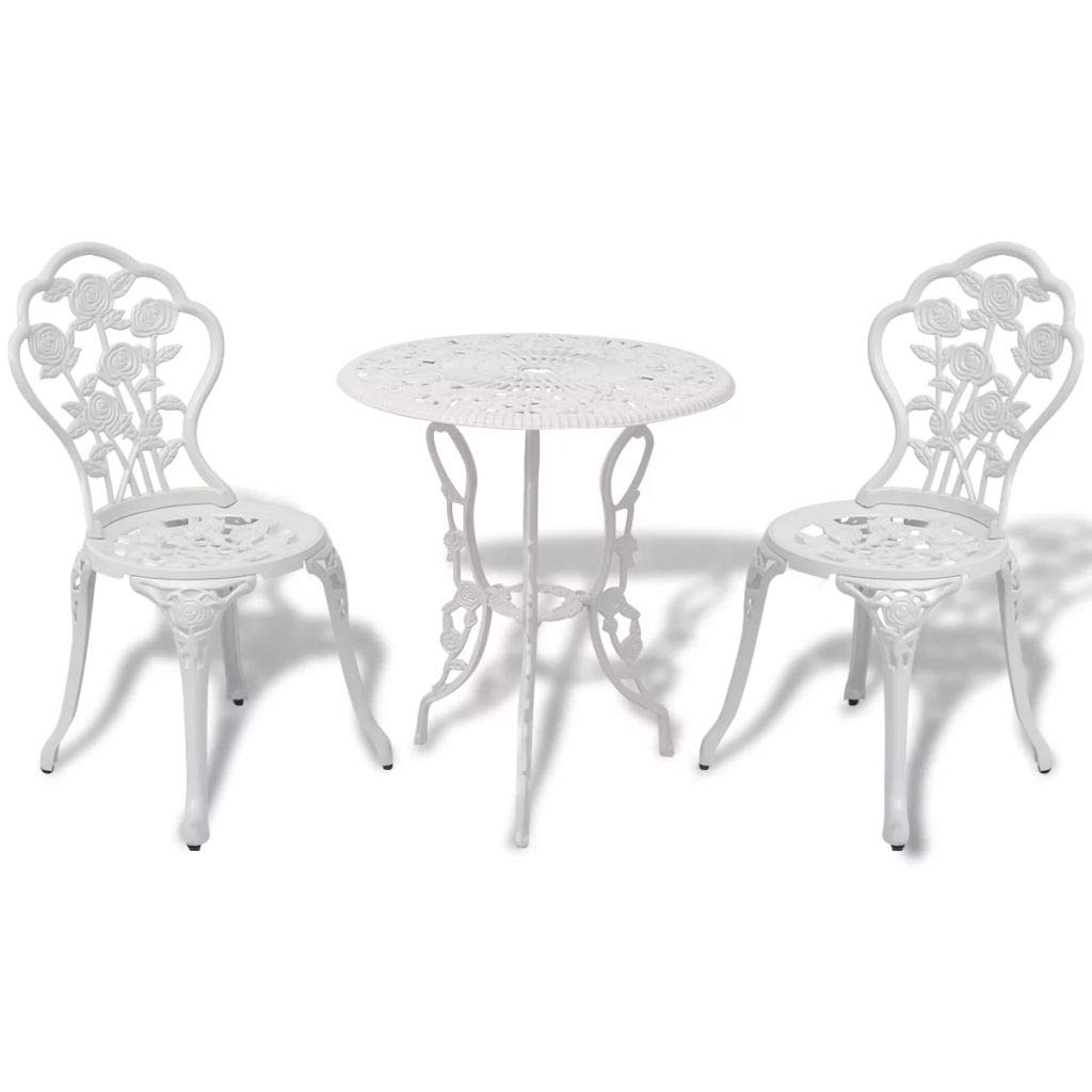 Modern & Stylish 3-Piece Outdoor Patio Bistro Set - Durable Cast Aluminum Furniture in White - Perfect for Garden, Balcony & Backyard Relaxation