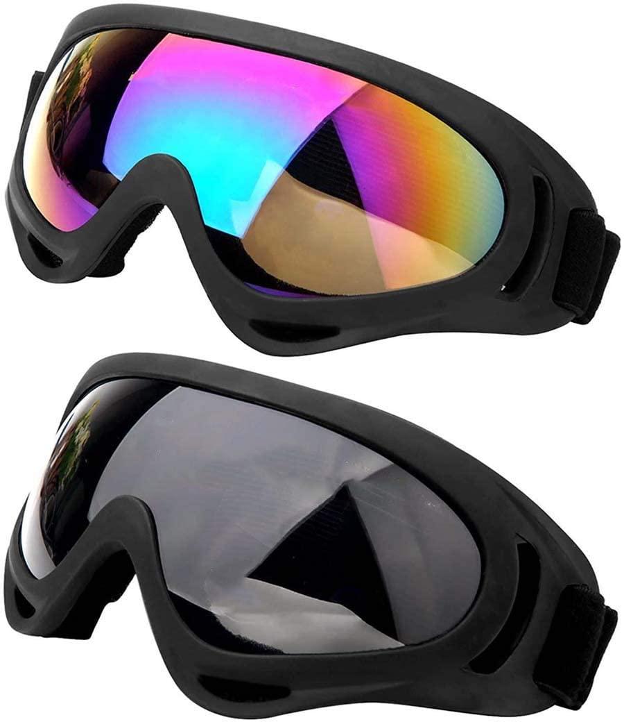 2-Pack Anti-Fog Snow Ski Goggles for Kids & Adults - UV Protection, Windproof Tactical Glasses for Snowboarding, Skiing & Outdoor Sports - Perfect for Winter Adventures & Extreme Weather