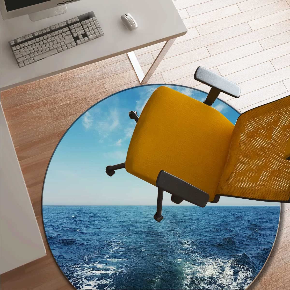 Seascape Clear PVC Chair Mat for Hardwood Floors - 37 Inch Non-Slip Desk Chair Mat Protector for Office, Home & Rolling Chairs | Perfect for Computer Desks, Gaming Setups & Workspaces