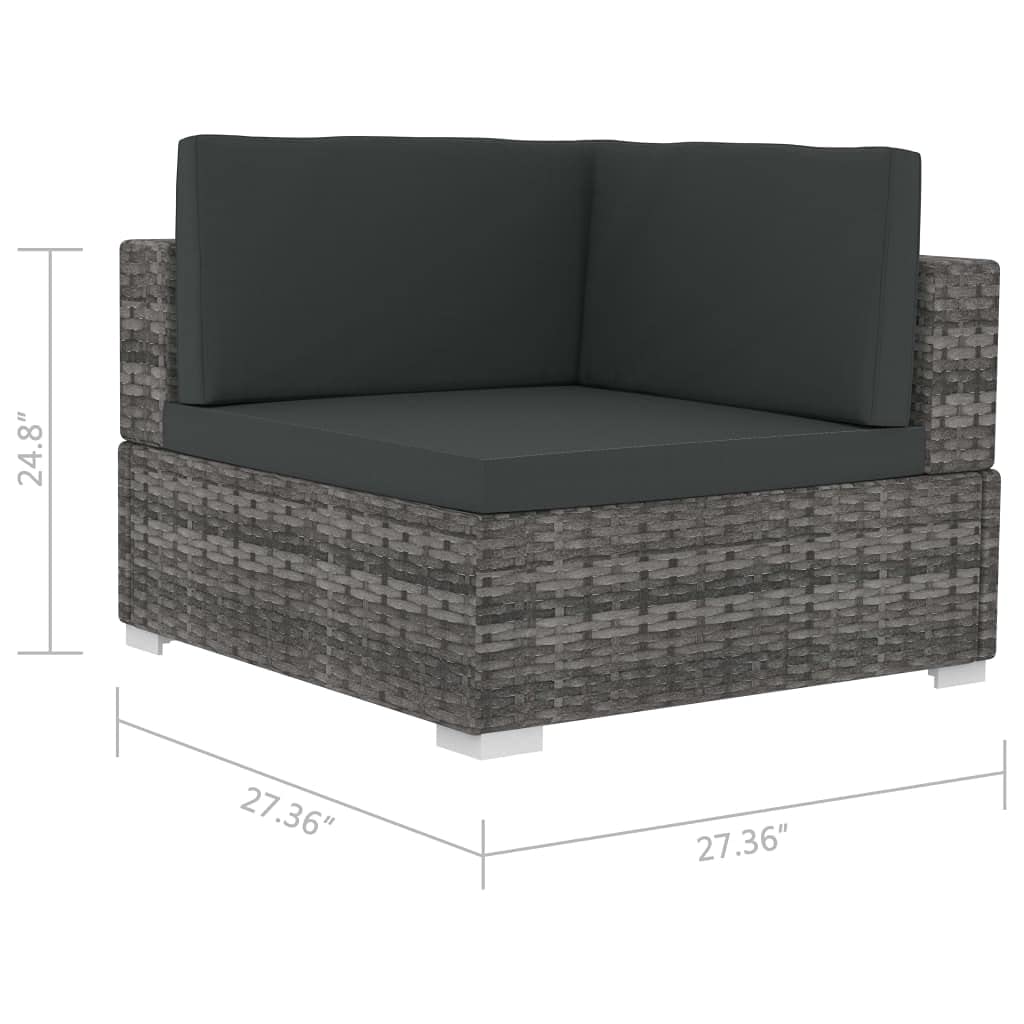 SKM 2-Piece Patio Sofa Set with Waterproof Cushions, Durable Poly Rattan Outdoor Furniture in Gray - Perfect for Garden, Backyard, and Poolside Relaxation
