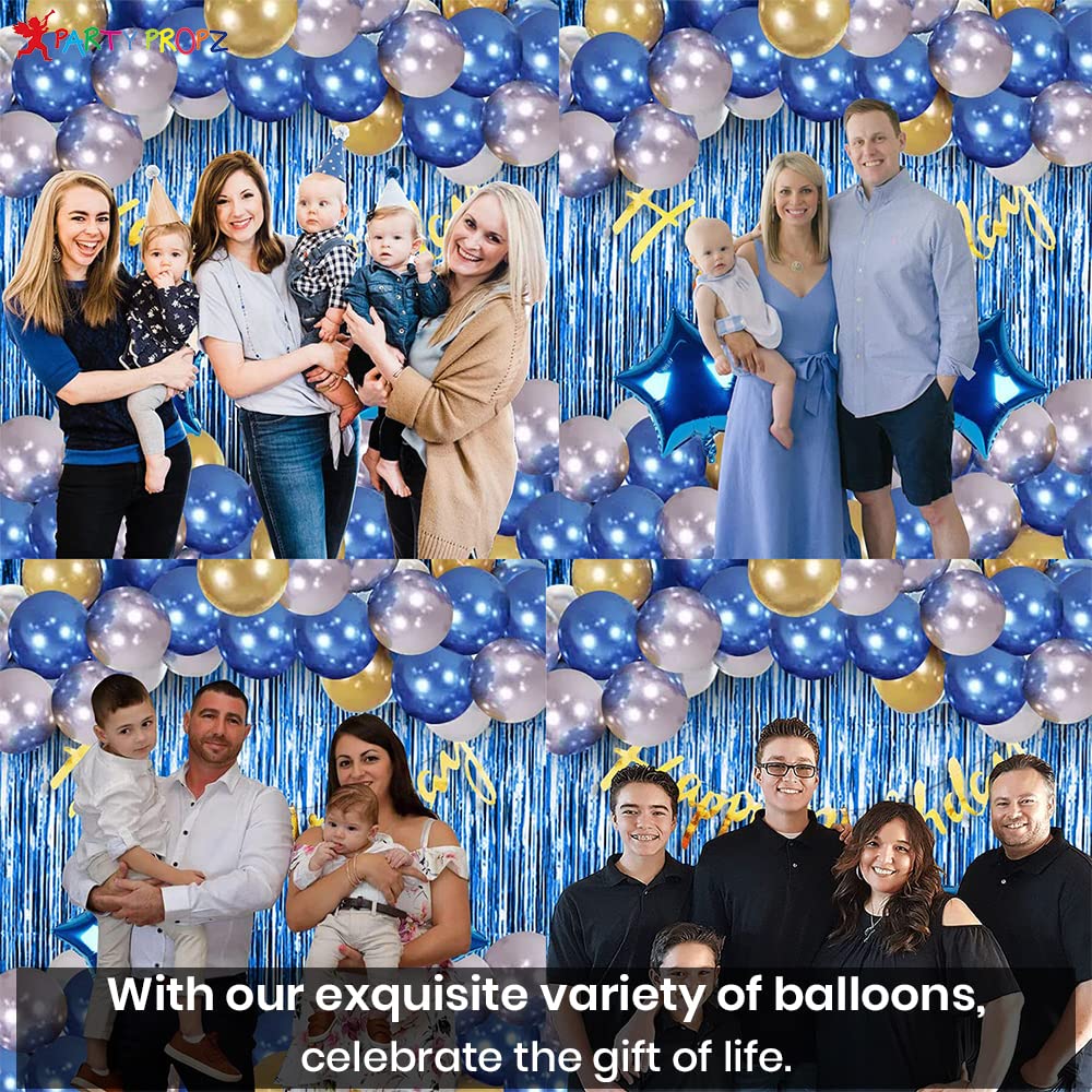 41 Pcs Boys Birthday Party Decorations Kit - Golden Foil Banner, Blue Foil Curtain, Star Balloons for Kids Birthday Celebration | Perfect for Indoor Party, Baby Shower & Birthday Backdrop
