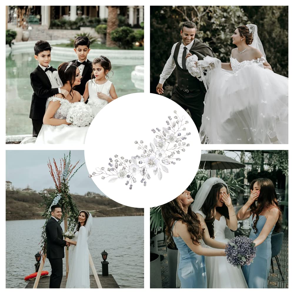 ISLHJDD Crystal Flower Wedding Hair Vine - Elegant Bridal Hair Clip, Prom Hair Accessories & Headband for Women & Girls - Perfect for Weddings, Proms & Special Occasions