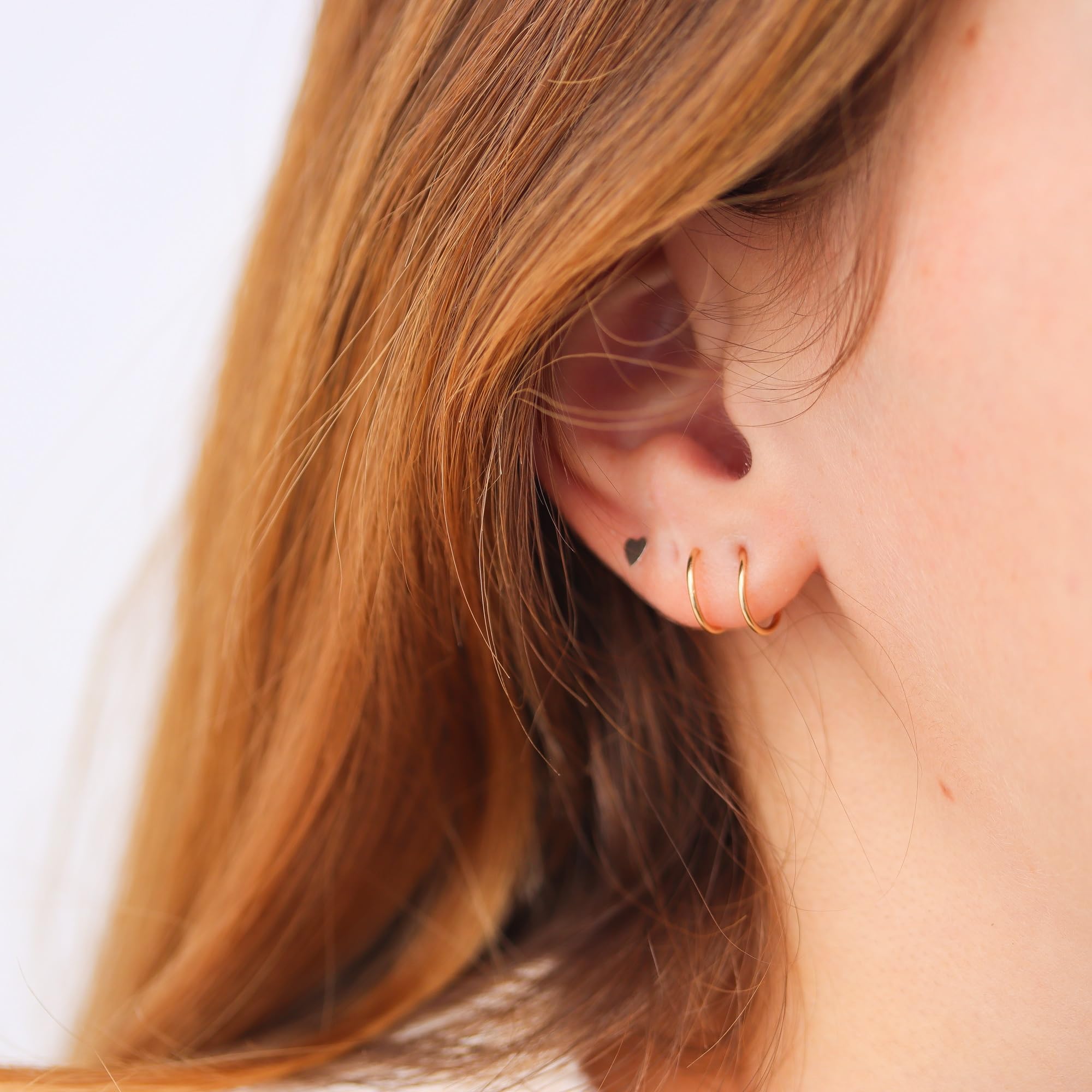 Rose Gold Nose Ring & Earring - Double Hoop Illusion Piercing Jewelry | Sterling Silver, 14K Gold Filled | Minimalist Spiral Design (Right Side) | Perfect Gift for Women & Teens | Everyday Wear, Parties & Special Occasions