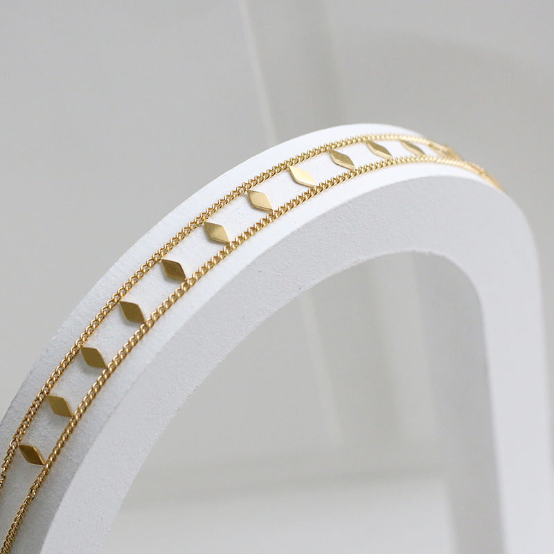 18K Gold Sequin Layering Choker Necklace for Women - Elegant Clavicle Chain with Sparkling Crystals | Perfect for Parties, Weddings, and Date Nights (P555)