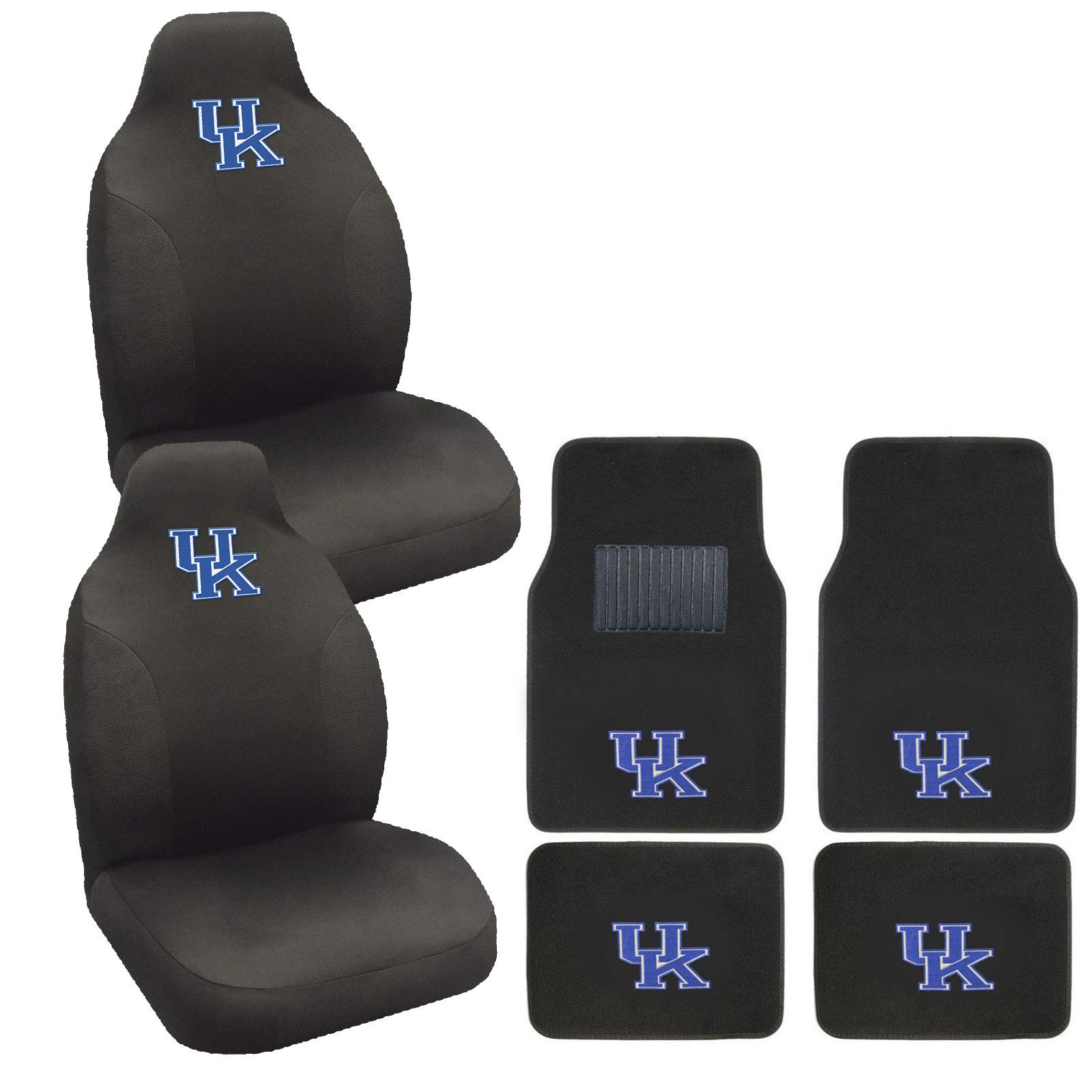 Kentucky Wildcats Embroidered Logo Carpet Floor Mat and Rally Seat Covers Set - Perfect for Game Day, Tailgating, and Home Decor
