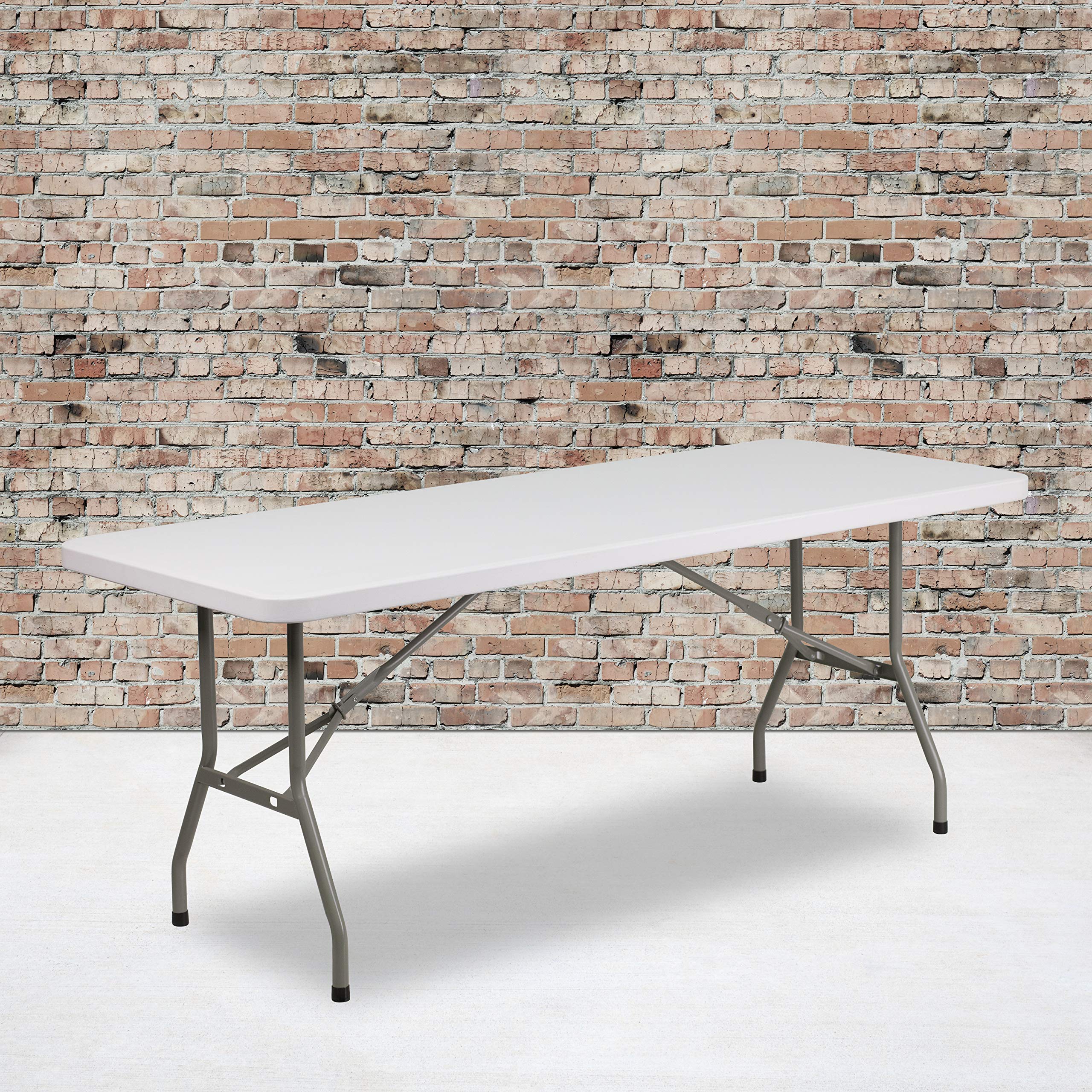 6-Foot Granite White Plastic Folding Table - Heavy Duty Banquet & Event Table for Parties, Weddings, Picnics & Outdoor Gatherings