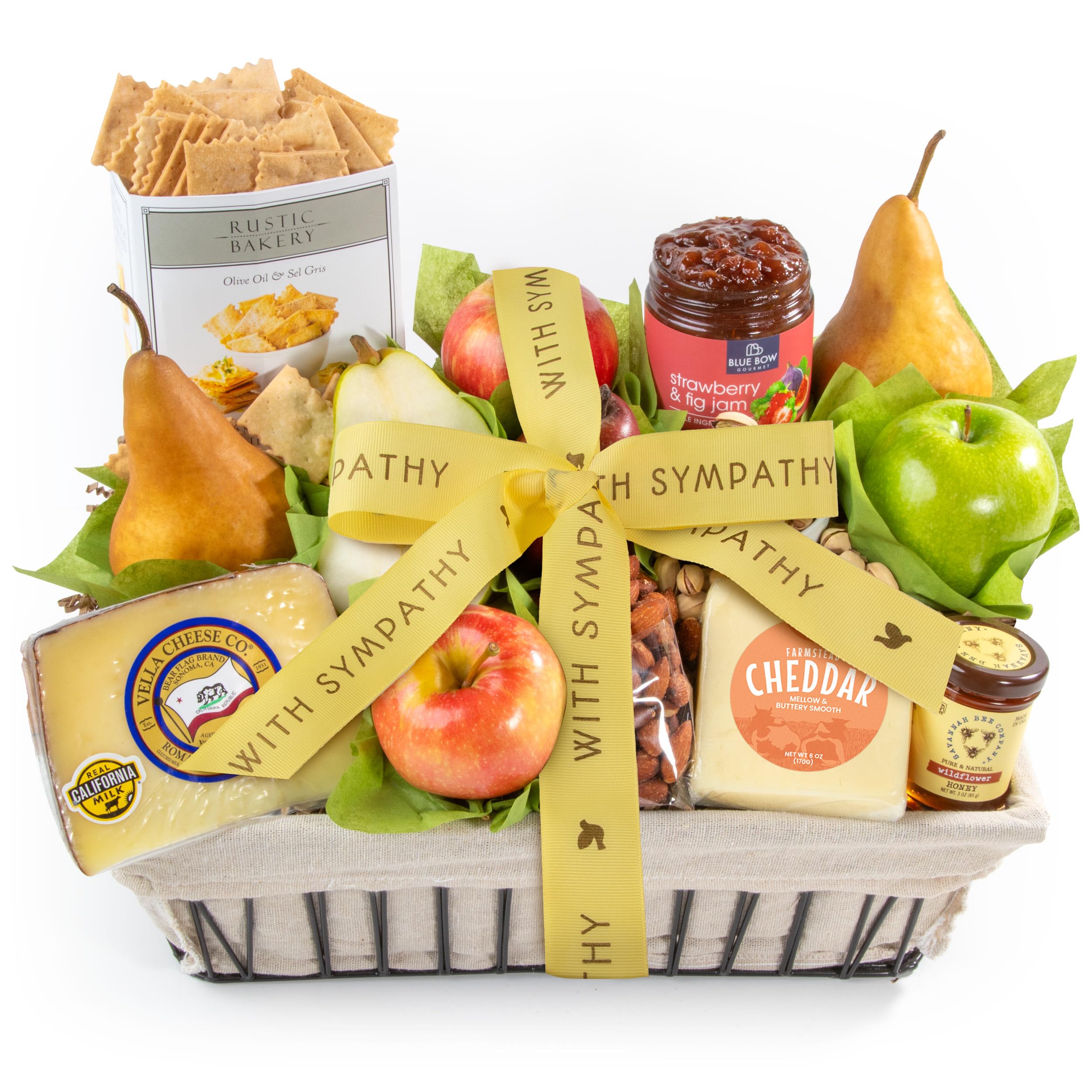 California Farmstead Fruit Gift Basket - Thoughtful Sympathy Gift with Fresh Fruits for Condolences & Comfort