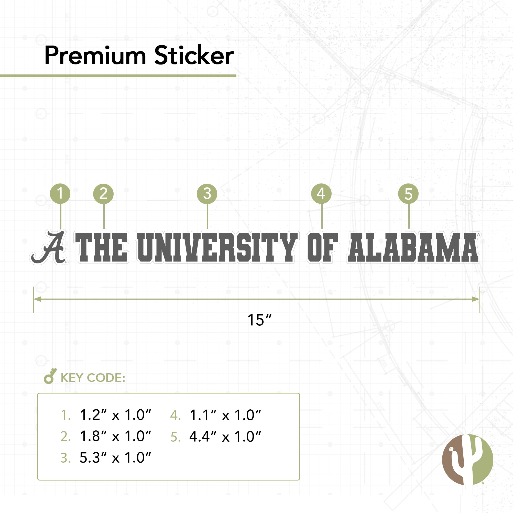 University of Alabama Roll Tide Bama Crimson Tide Desert Cactus Logo Vinyl Decal - 15 Inch Sticker for Laptop, Water Bottle, Car, Scrapbook - Perfect for Game Day, Tailgating & College Dorm Decor