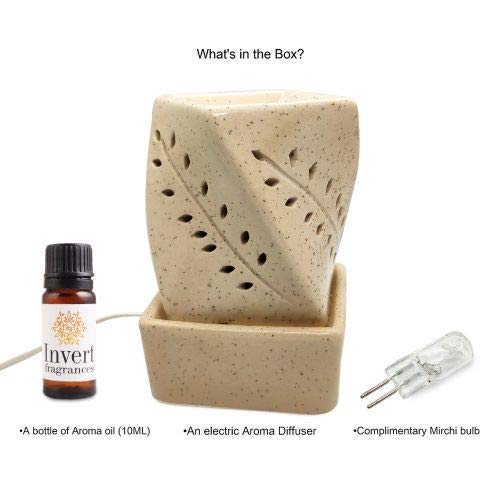 Twister Shape Ceramic Electric Aroma Oil Diffuser with Rose Oil - Ultrasonic Air Freshener for Home, Office, Yoga & Spa Relaxation