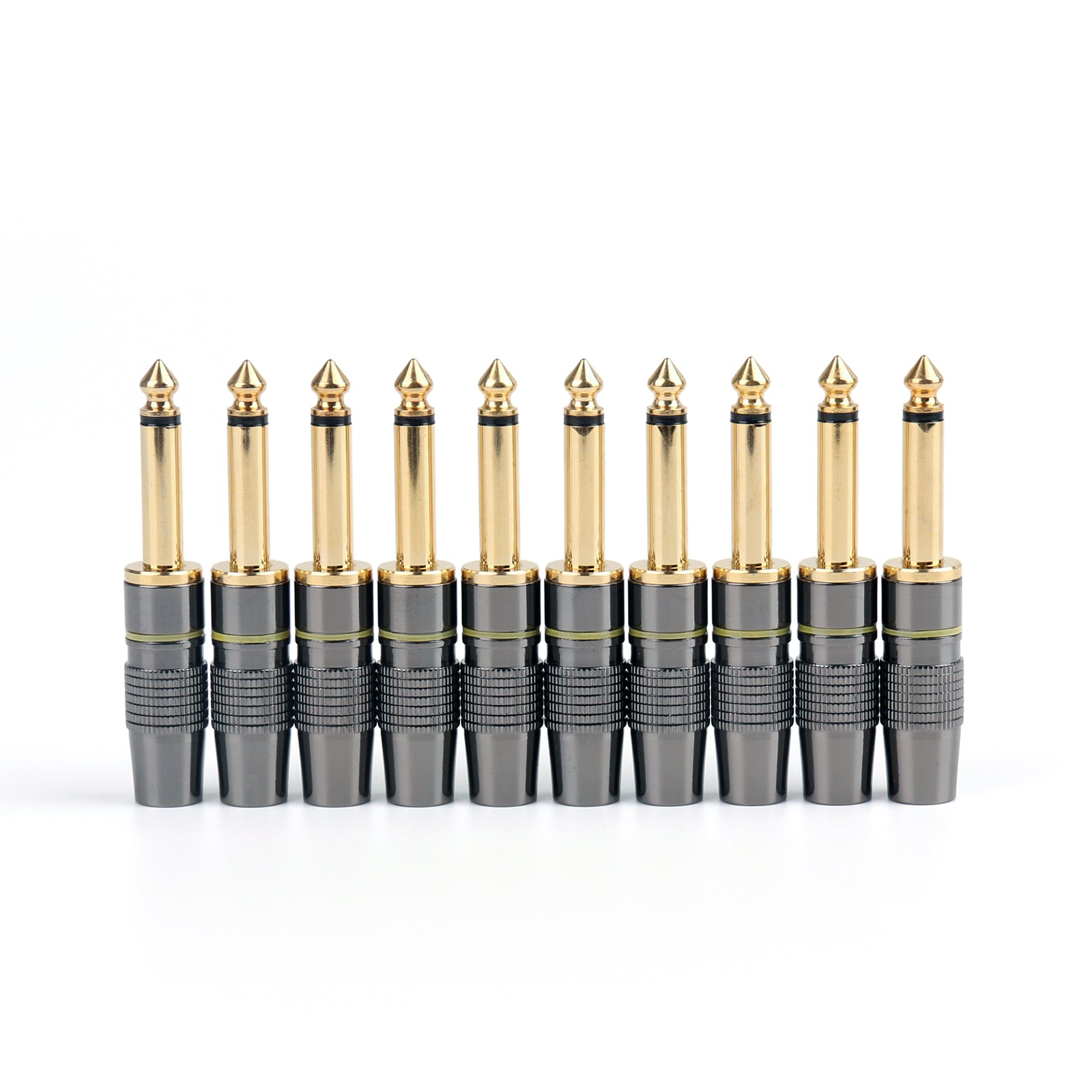 10 Pcs High-Quality 6.3mm (1/4 Inch) Copper Mono Jack Plug Connectors for Soldering - Perfect for Guitar Cables, Audio Equipment, and DIY Electronics Projects