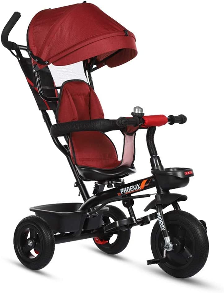 DYCIN Foldable Toddler Tricycle for 1-6 Year Old Kids - Adjustable 3-Wheel Bicycle with Canopy & Storage Basket - Red Outdoor Ride-On Toy for Boys & Girls - Perfect for Park Rides, Backyard Play & Learning Balance