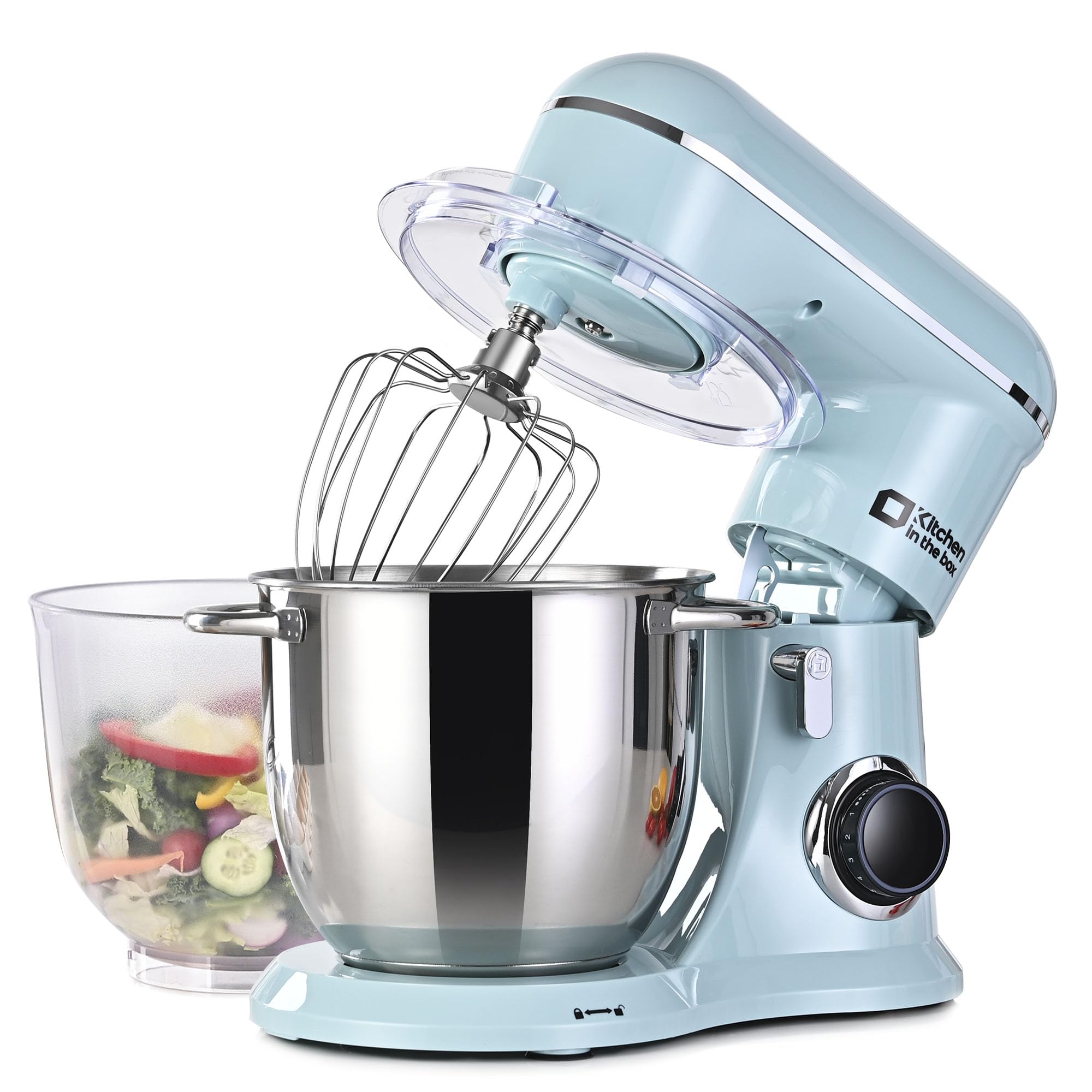 4.5QT+5QT Stand Mixer with 10 Speeds - Electric Kitchen Mixer with Egg Whisk, Dough Hook & Flat Beater - Perfect for Baking Cakes, Cookies & Bread (Blue) - Ideal for Home Bakers & Cooking Enthusiasts