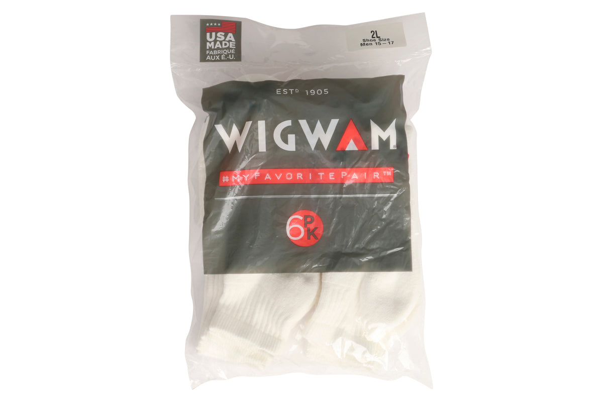 Wigwam Super 60 Quarter 6-Pack White Socks - Moisture-Wicking Athletic Socks for Running, Hiking & Outdoor Activities
