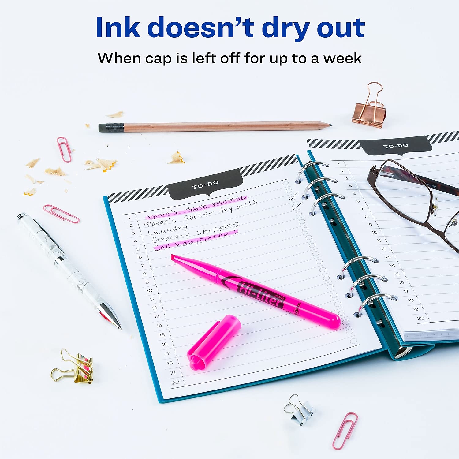 Avery Chisel Point Fluorescent Pink Highlighter Pen - 12 Pack (1 DZ) - Durable Plastic Tip, Washable Ink, ACMI Certified - Perfect for Office, School, Note-Taking & Book Marking