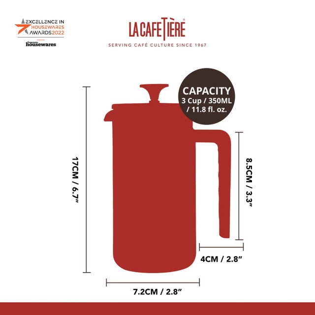 Premium Pisa 3-Cup French Press Coffee Maker in Pink - Perfect for Home, Office & Camping Brewing