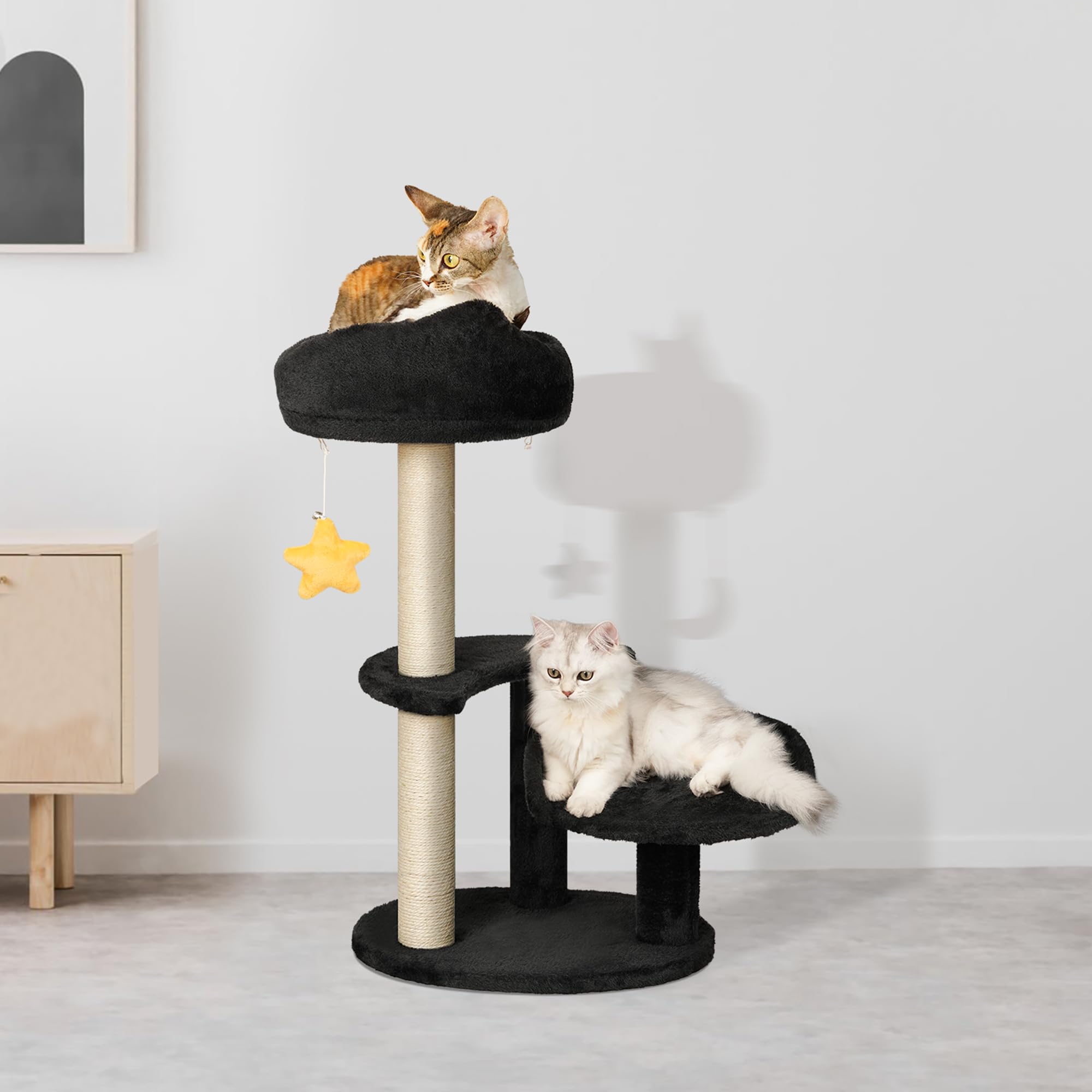 Premium Cloud Cat Tree for Indoor Cats - Multi-Level Kitten Tower with Scratching Post, Cozy Bed & Dangling Toys (15.4