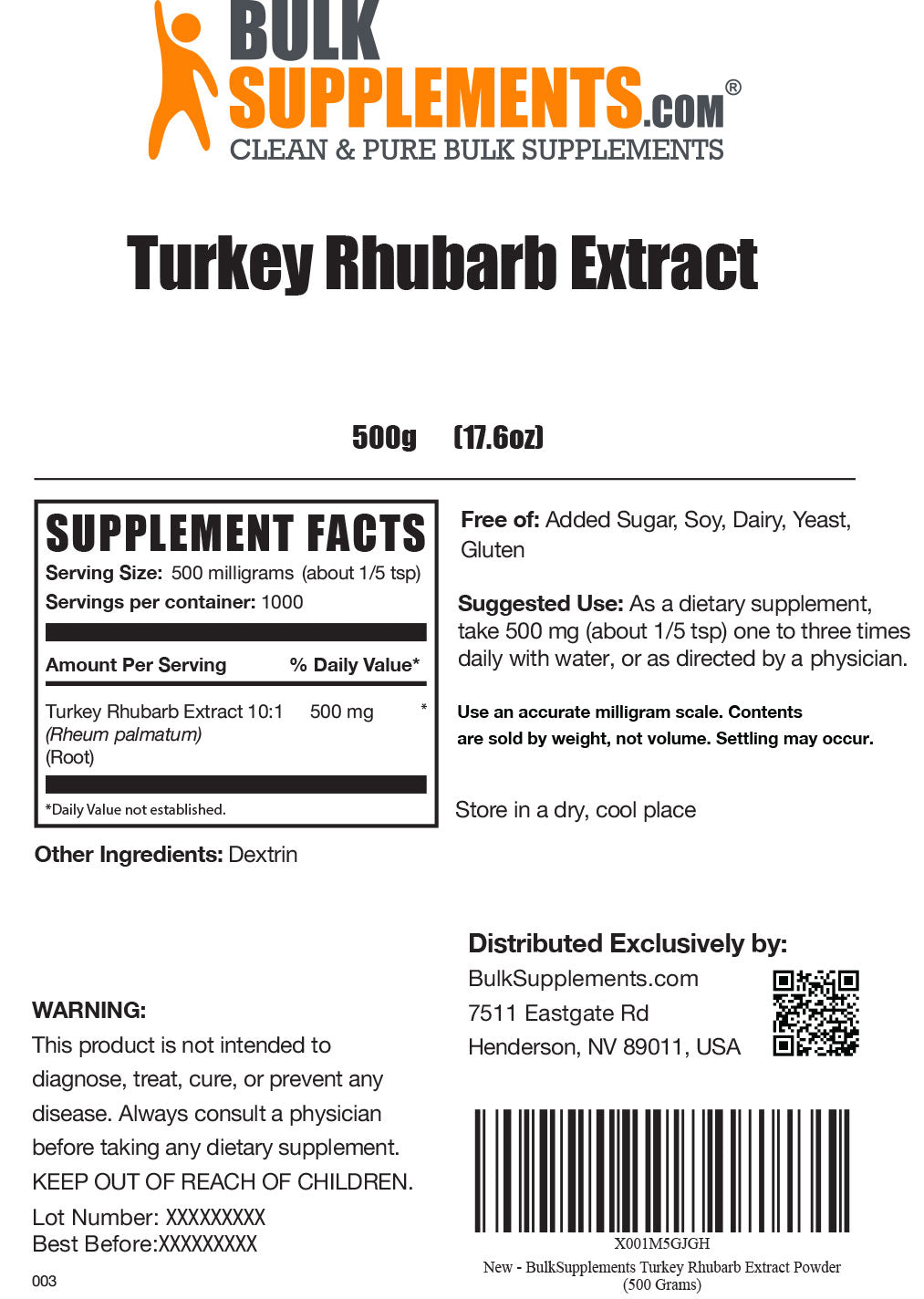 Organic Turkey Rhubarb Extract Powder - 100% Pure, Non-GMO, Vegan Supplement for Digestive Health & Detox - Perfect for Herbal Teas, Smoothies, and Wellness Recipes