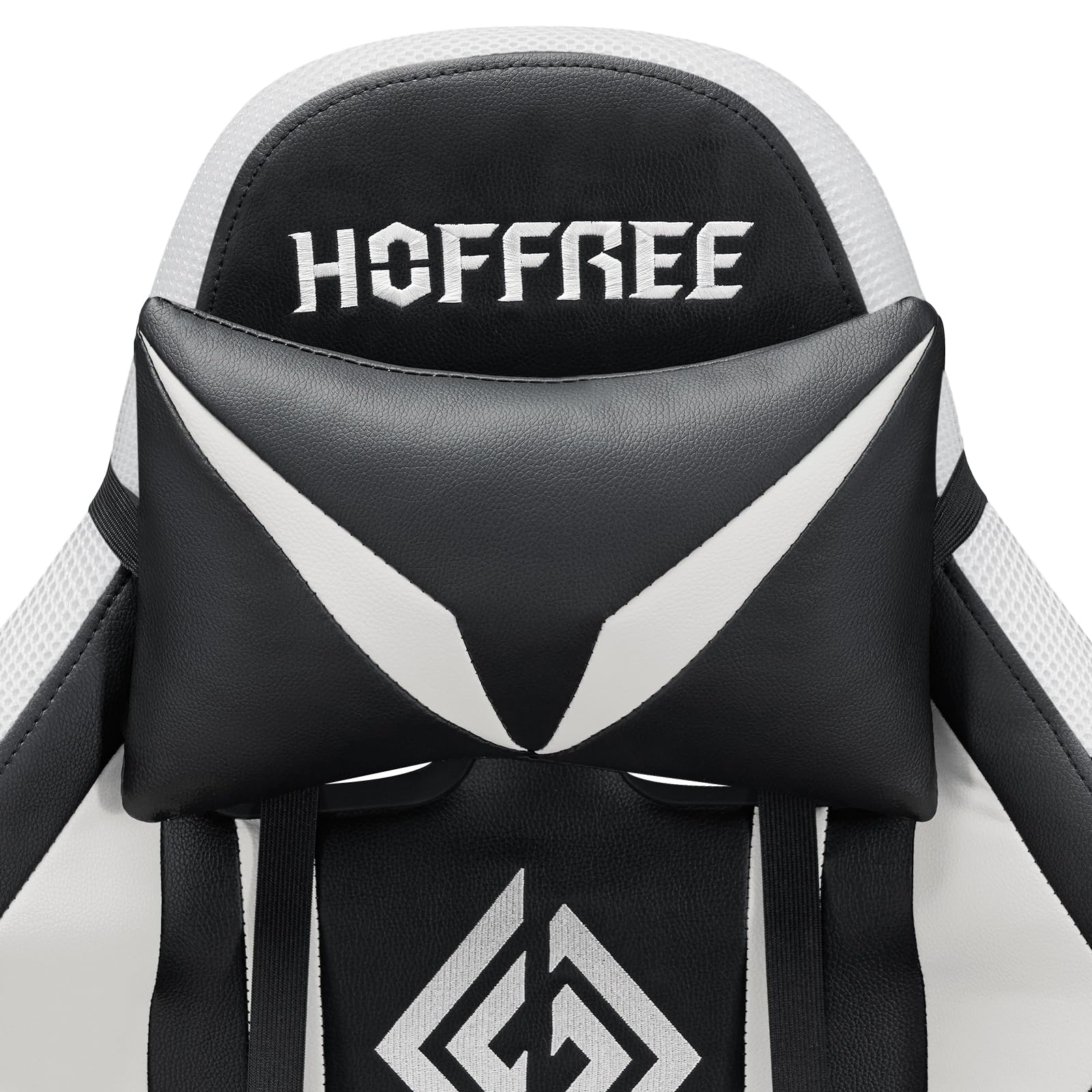 HOFFREE RGB Gaming Chair with Built-in Speakers & Massage Function - Ergonomic LED Computer Gaming Chair with Adjustable Footrest & High Back Support - Perfect for PC Gaming, Streaming & Office Work (White & Black)